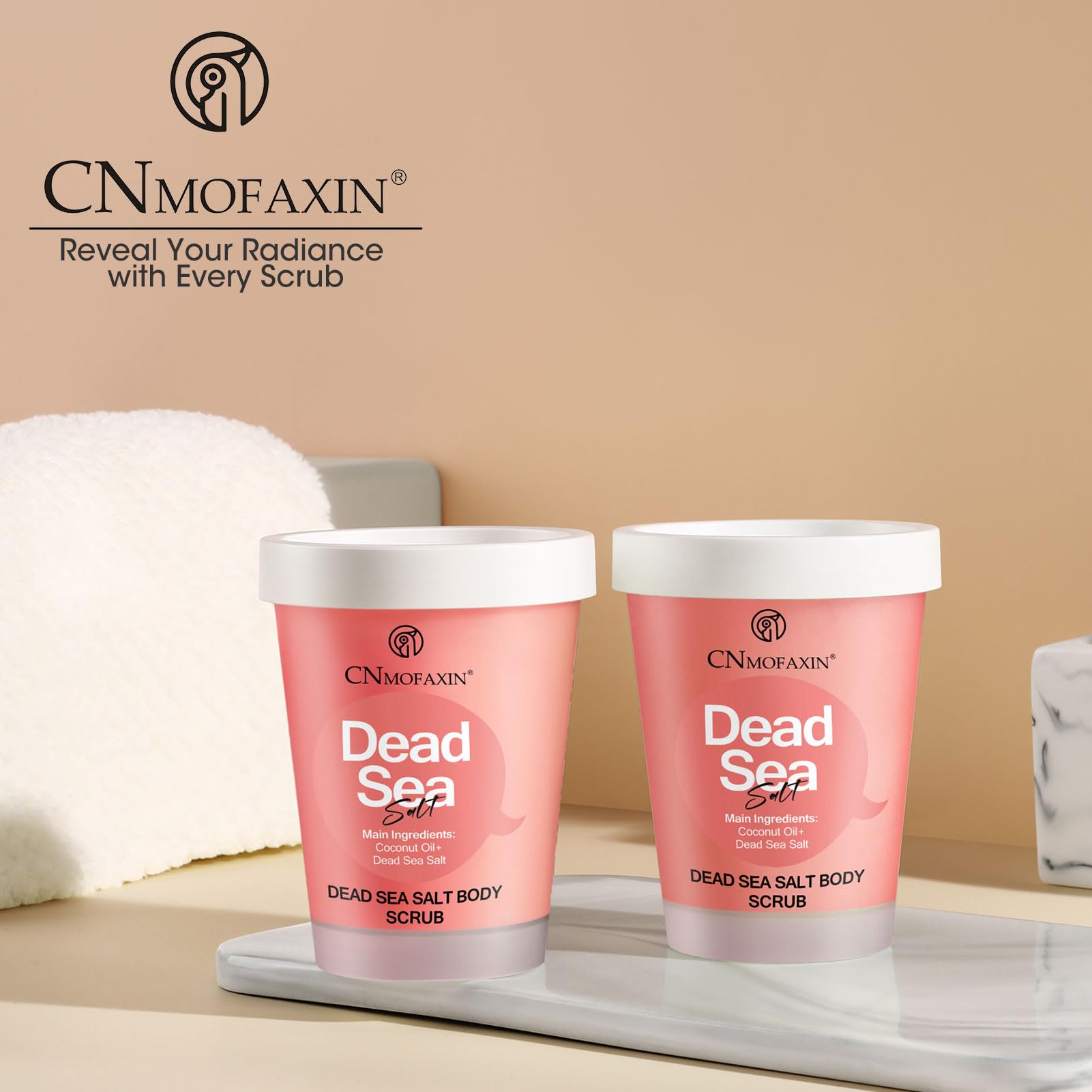 Organic Dead Sea Salt Body Scrub for Men & Women - Exfoliating Underarm Detox Scrub with Coconut Oil, Amino Acids & Vaseline - Natural Dead Skin Remover for Smooth Radiant Skin - Perfect for Spa Day, Post-Workout Recovery & Dry Skin Treatment