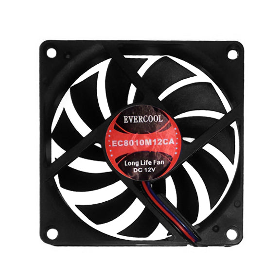 Evercool 80x80x10mm 12V Ball Bearing Medium Speed Cooling Fan EC8010M12CA - Perfect for PC Case, Gaming Rig & Electronics Cooling