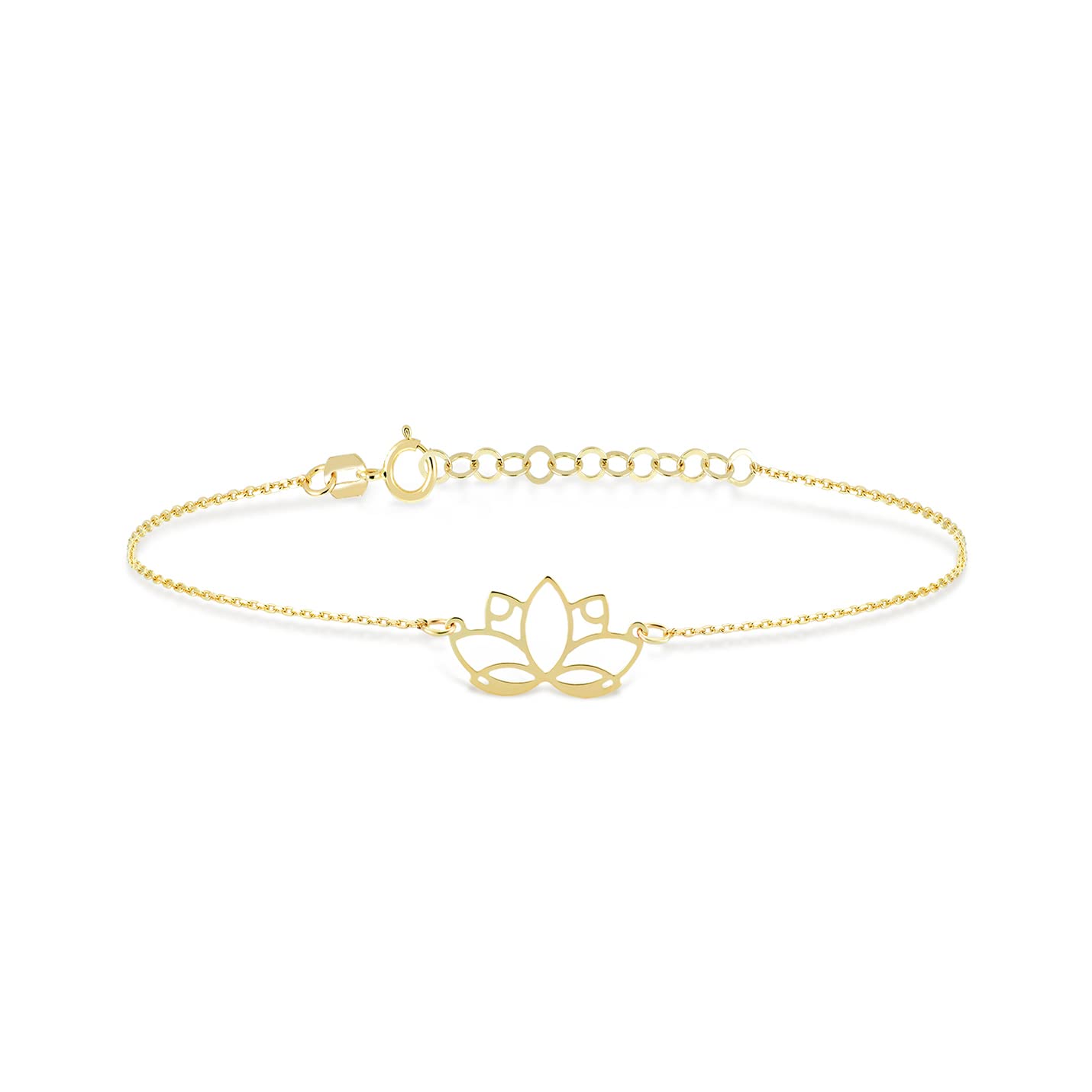 14K Solid Gold Lotus Flower Chakra Bracelet for Women - Adjustable Spiritual Jewelry | Yoga Meditation Accessory | Meaningful Gift for Birthday, Anniversary & Healing Rituals