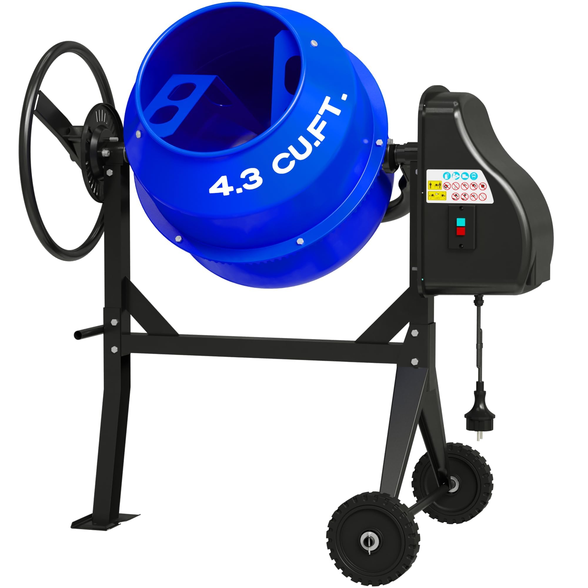 **5.3 Cu.Ft. Electric Concrete Mixer Machine - 750W (1HP) Cement Mixer with Wheels & Stand for Stucco, Mortar, DIY Projects - Perfect for Construction, Home Renovation & Landscaping**