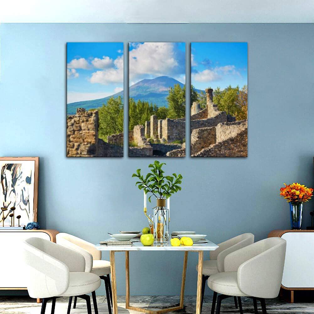 BFOIUGTKRQUE 3-Panel Canvas Wall Art - Modern Pompeii Ruins Painting from Southern Italy, Home Decor for Living Room & Bedroom - Ready to Hang | Perfect for Housewarming Gifts & Interior Design