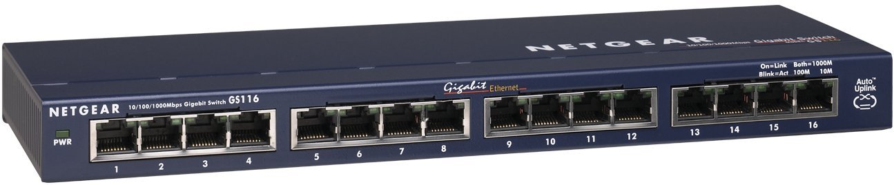 NETGEAR GS116NA 16-Port Gigabit Ethernet Unmanaged Switch - High-Speed Network Hub for Home & Office, Desktop/Wall Mount, Plug-and-Play, Limited Lifetime Protection - Perfect for Smart Home, Gaming & Small Business Networks