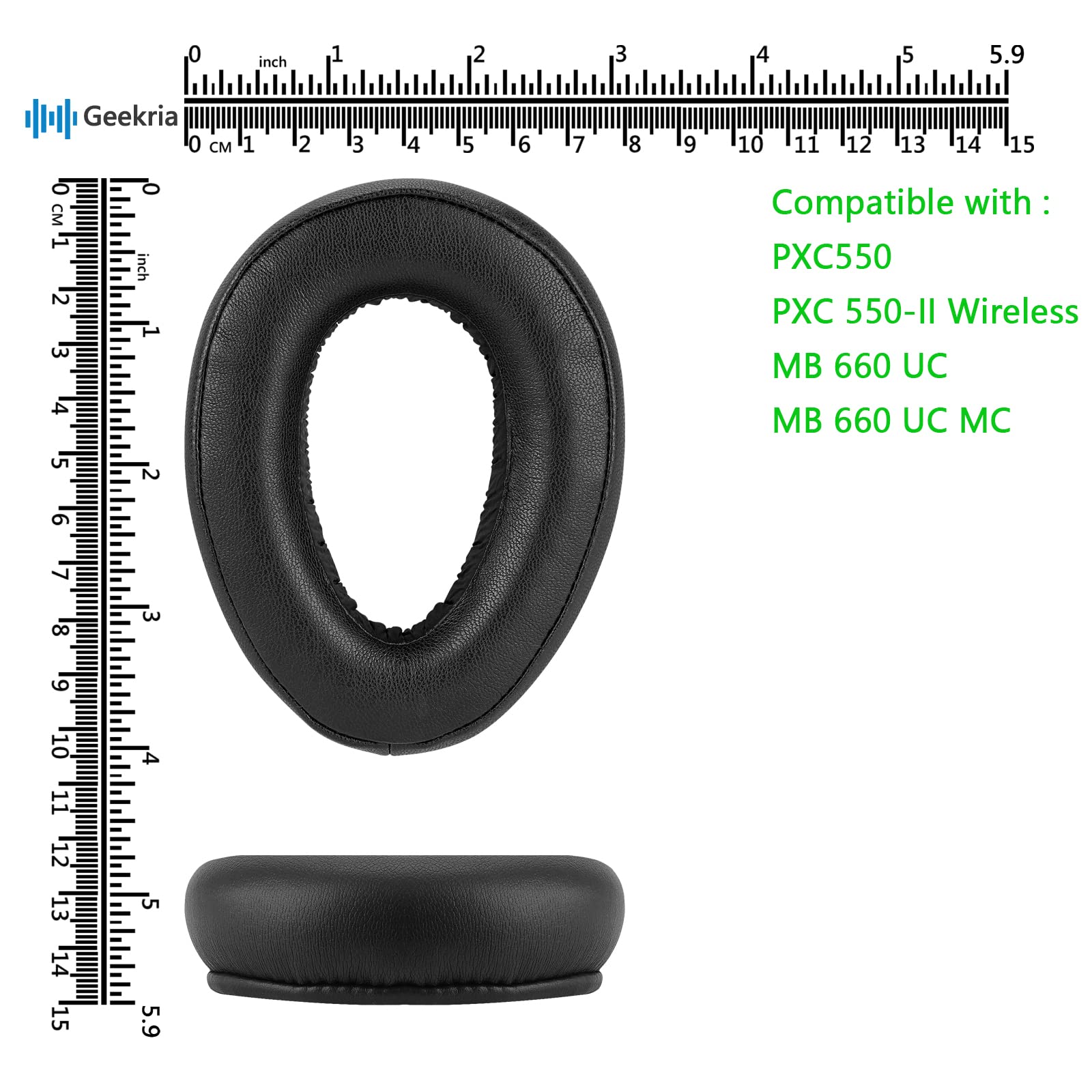 Geekria PRO Extra Thick Replacement Ear Pads for Sennheiser PXC 550 & PXC 550-II Wireless Headphones - Premium Memory Foam Ear Cushions for MB 660 Series - Noise Isolation Earpads for Travel, Office & Gaming (Black)