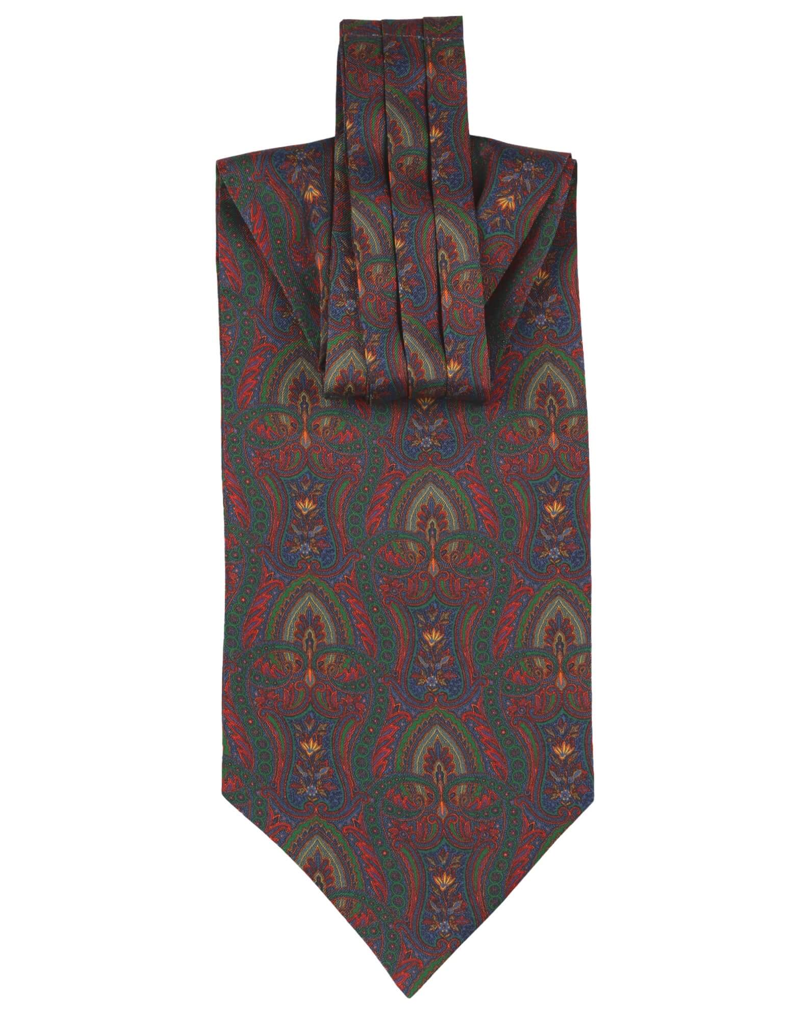 DÉCLIC Wetherby Paisley Ascot Tie in Rust Color - Elegant Silk Necktie for Men, Perfect for Weddings, Business Meetings & Formal Occasions
