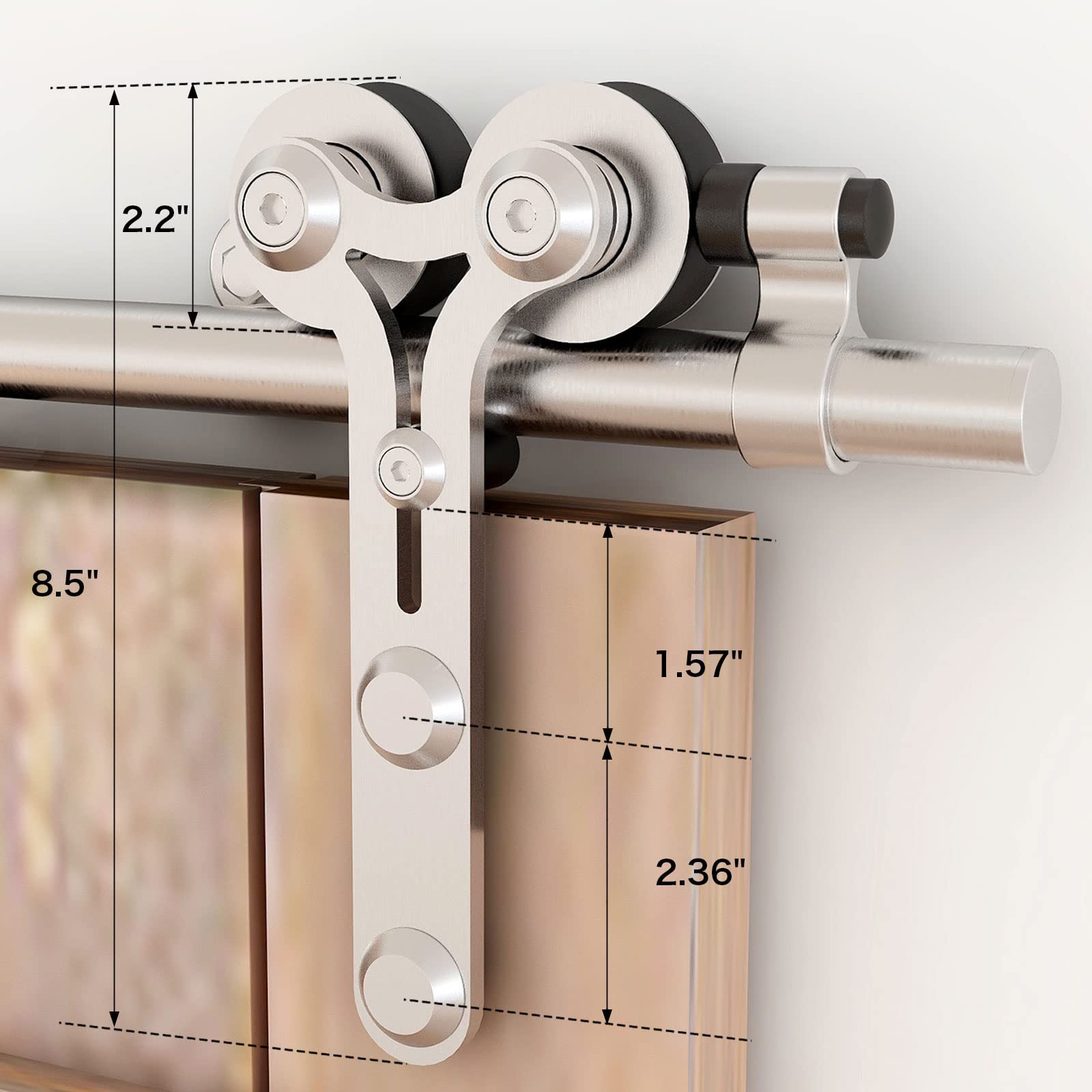 TSMST 10FT Heavy Duty Stainless Steel Sliding Barn Door Hardware Kit - Smooth & Quiet Y-Style Track System for Double Wood Doors | Perfect for Home Offices, Bedrooms & Rustic Interior Designs