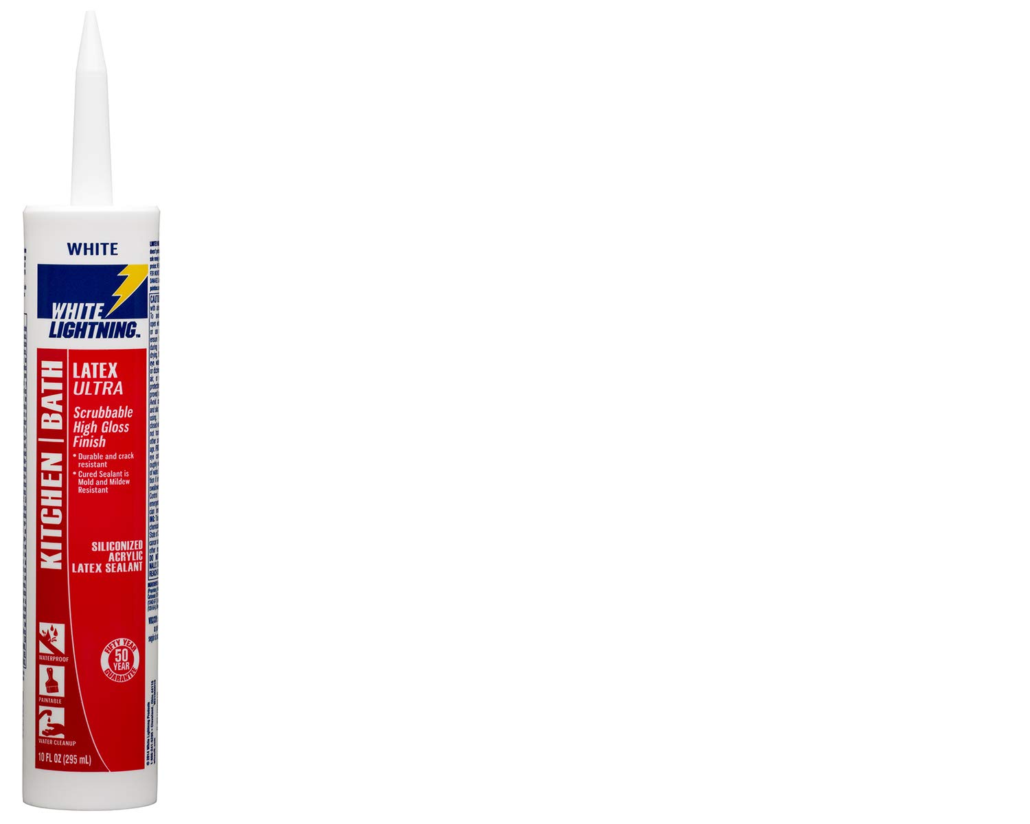 Premium High Gloss White Latex Sealant for Kitchen & Bath - Waterproof Caulk for Sinks, Showers, Tiles & Countertops