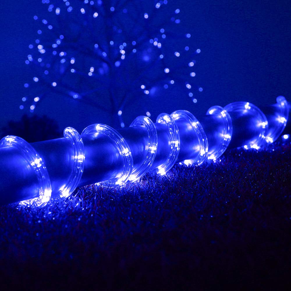 33ft LED Rope Lights - Waterproof 240 LED Blue Christmas Lights for Outdoor Use, 110V Connectable String Lights for Deck, Patio, Pool, Camping & Halloween Decor - Perfect for Parties, Weddings & Backyard Lighting