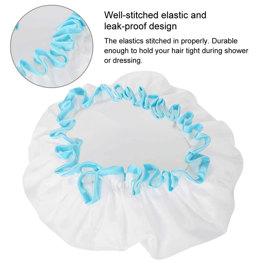 Hurrise Waterproof Shower Cap for Women - Extra Thick Double Layer Design with Elastic Band (31cm) - Perfect for Bathing, Hair Care & Salon Use