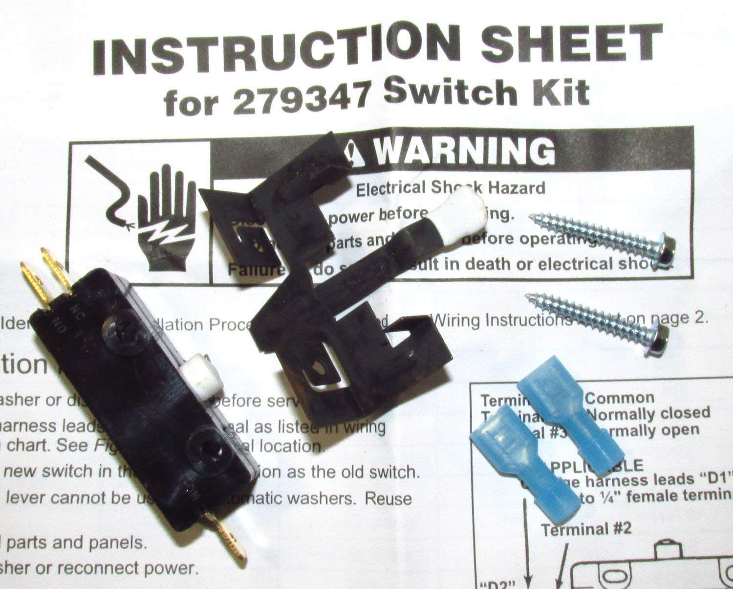 237194 Washer Dryer Combo Door Switch (2 Pack) - Replacement Part for Laundry Machines - Perfect for GE, Whirlpool, Maytag, Kenmore Appliances - Ideal for Home Laundry Room Repairs and Maintenance