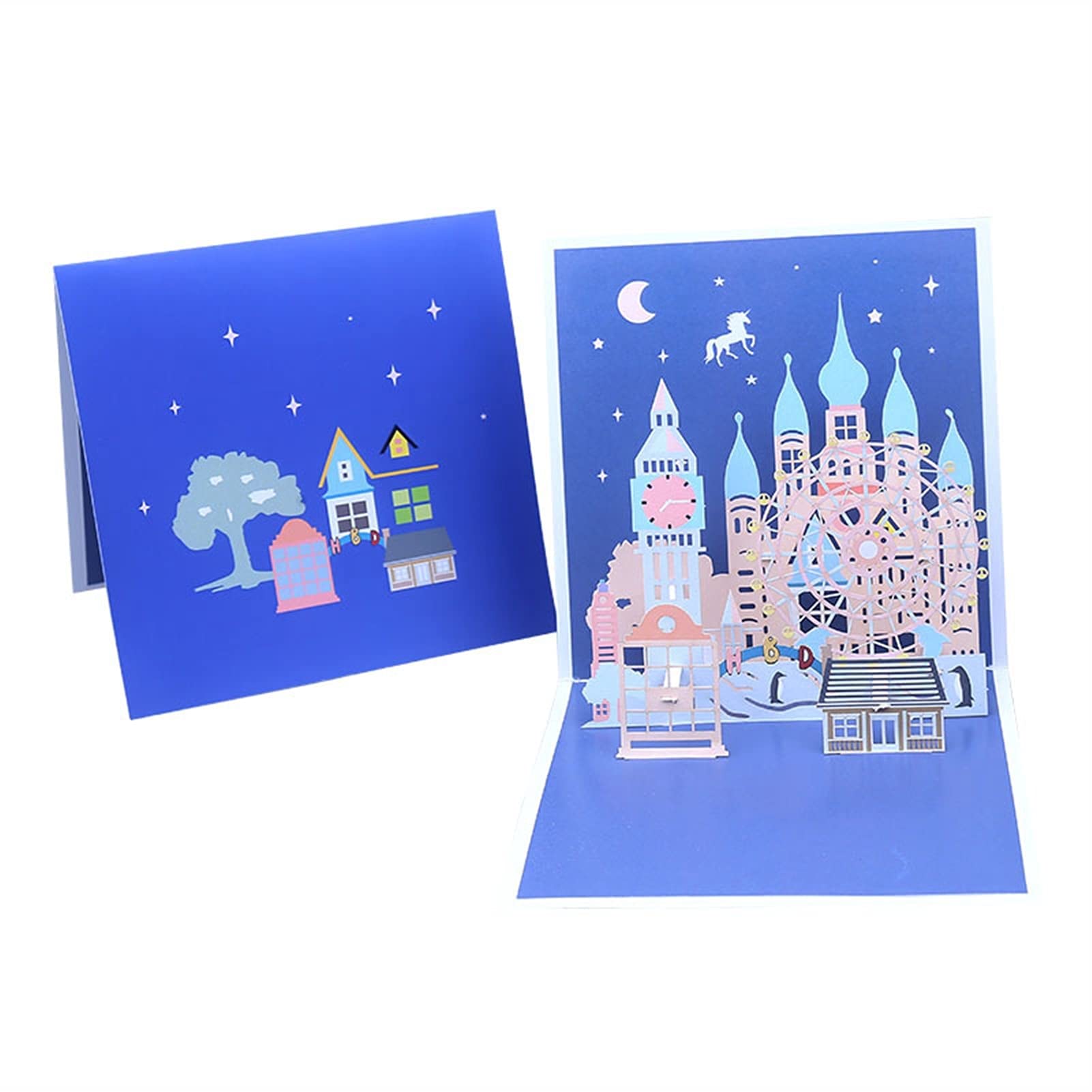 TOMYEUS 3D Handmade Ferris Wheel Greeting Cards - 10pcs Set for Holidays, Birthdays, Graduation & Festivals | Unique Paper Blessing Cards for Party Decorations & Creative Gifts | Perfect for Christmas, New Year, Valentine's Day & Special Occasions