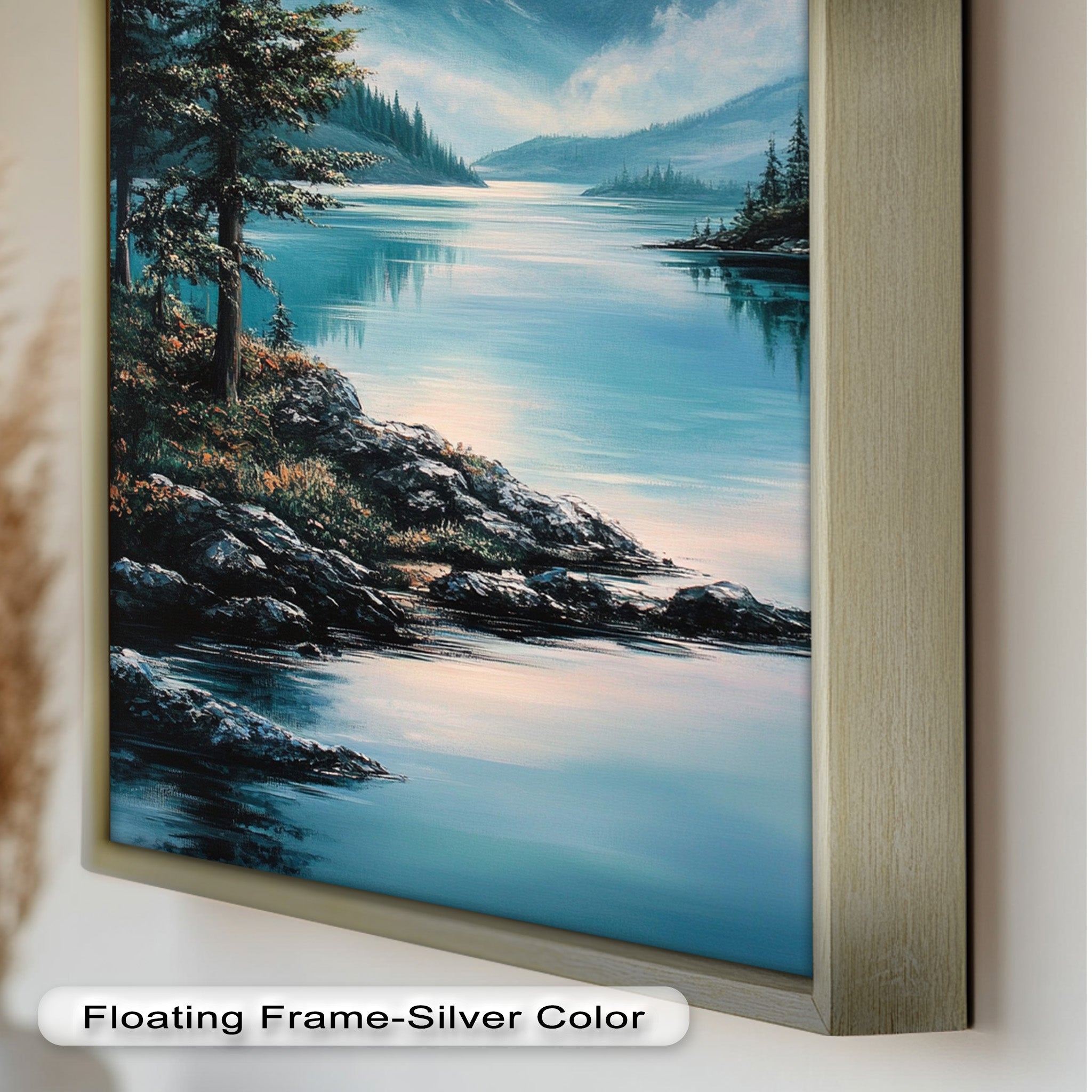 Alpine Lake Landscape Oil Painting - Handmade Mountain Nature Wall Art Decor for Living Room, Bedroom & Office | Scenic Wilderness Canvas Art
