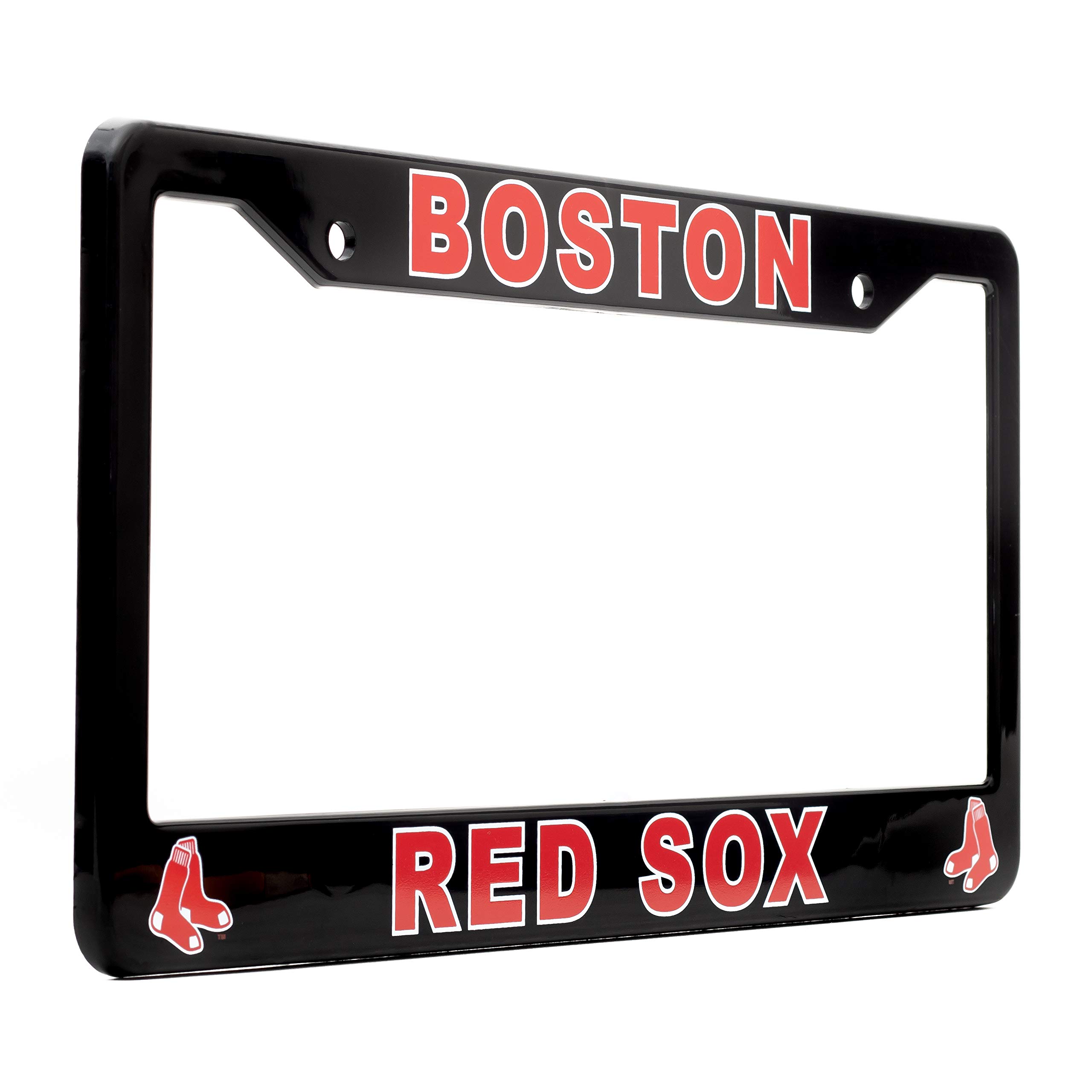 Boston Red Sox License Plate Frame Cover – Black Slim Design 12.25” x 6.25” – Perfect Gift for Baseball Fans & Team Supporters – Durable Car Accessory for Game Days & Road Trips