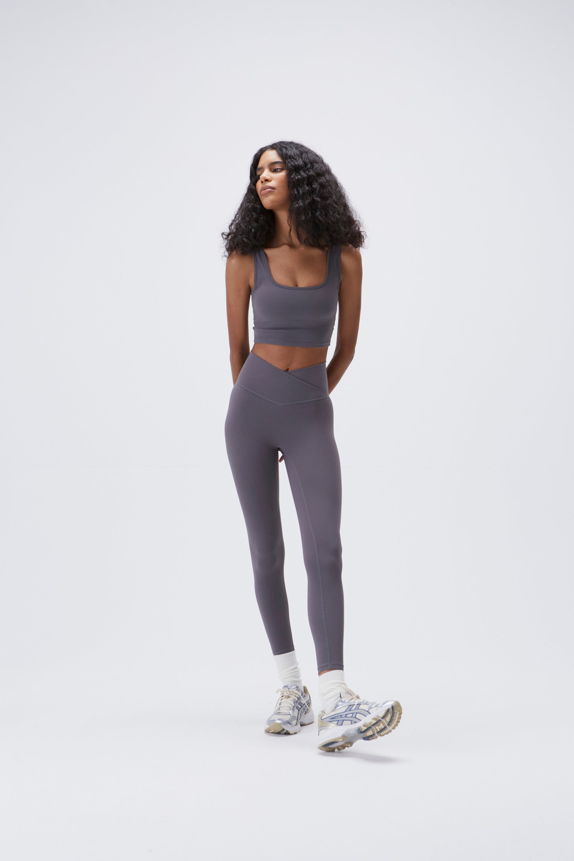 Ultimate Wrap Over Leggings for Women - Dark Grey High Waist Yoga Pants - Perfect for Workout, Yoga, Running & Lounge Wear