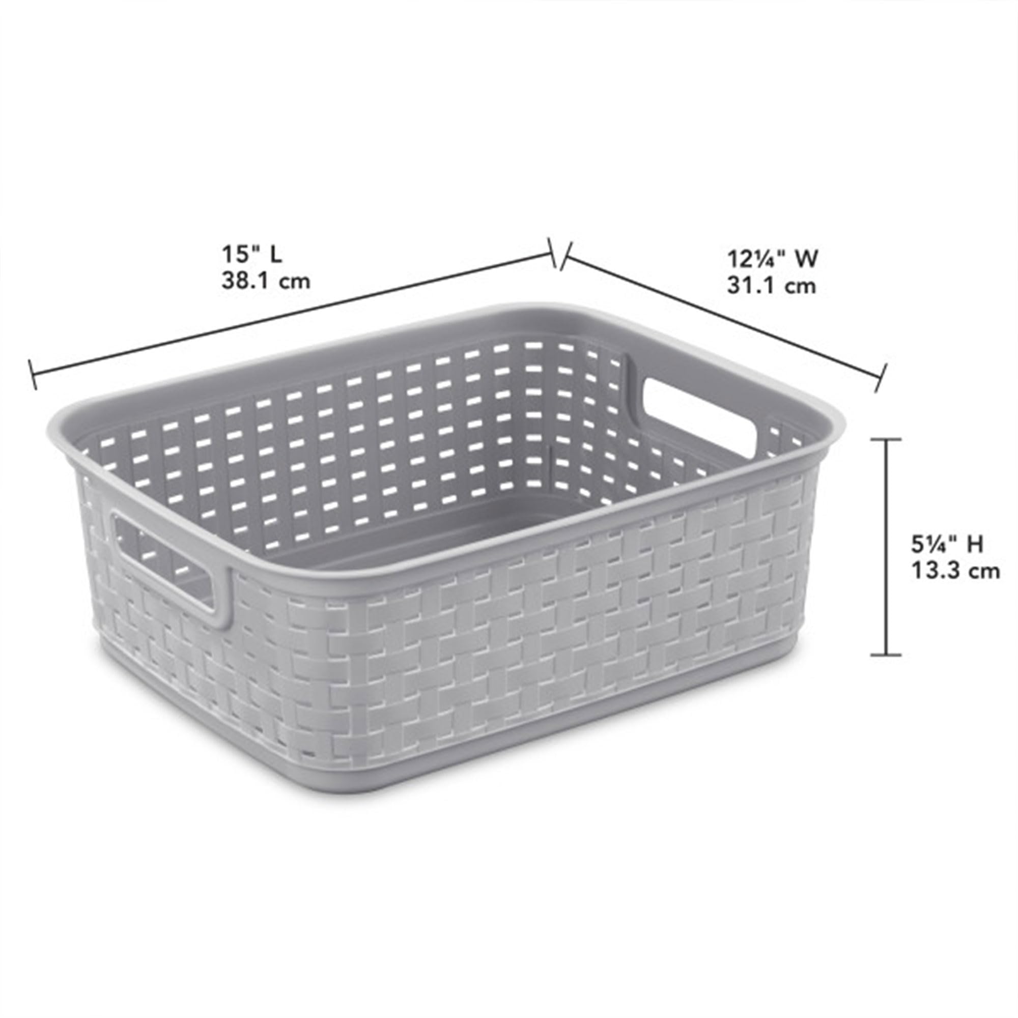 Sterilite Short Plastic Weave Storage Baskets 18-Pack - Gray Organizing Bins for Countertops, Tabletops & Shelves - Perfect for Crafts, Jewelry, Office & Home Organization (Space-Saving Storage Solution)