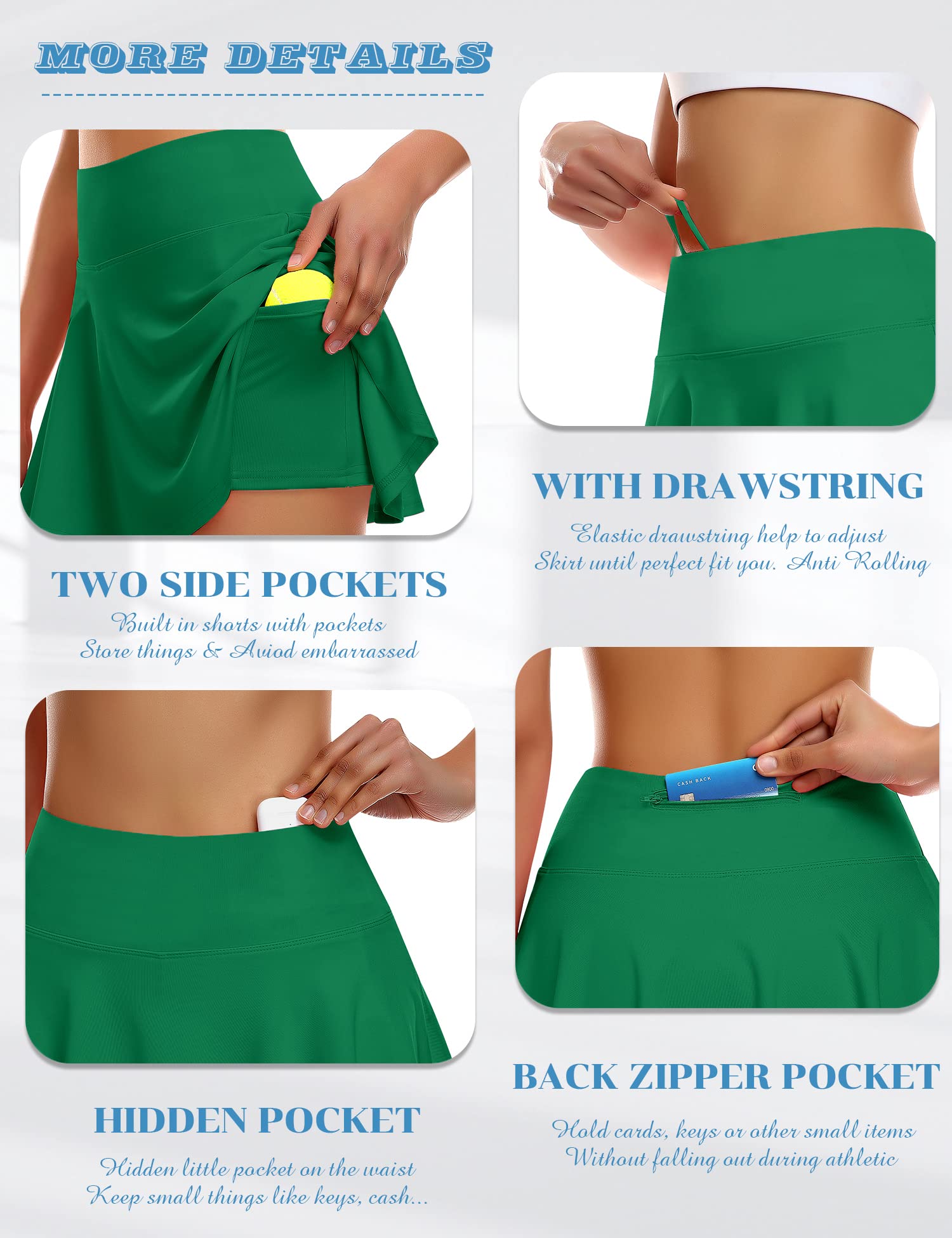 Women's High Waisted Pleated Tennis Skirt with Built-in Shorts - Athletic Golf Skorts with Pockets for Workout, Running & Sports | Perfect for Tennis, Golf, Gym & Casual Wear