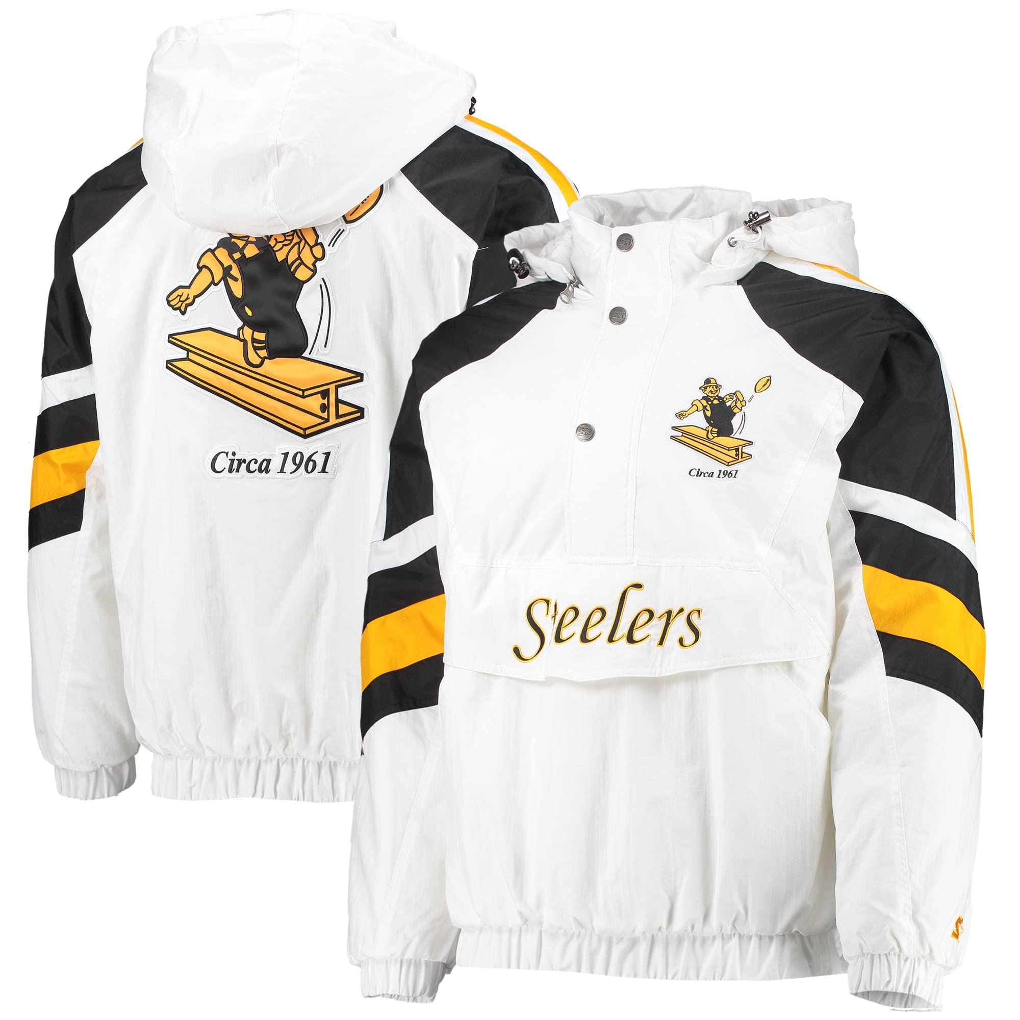 Starter Men's NFL Thursday Night Lights Raglan Half-Snap Hoodie Jacket - Officially Licensed Football Pullover for Game Day & Casual Wear