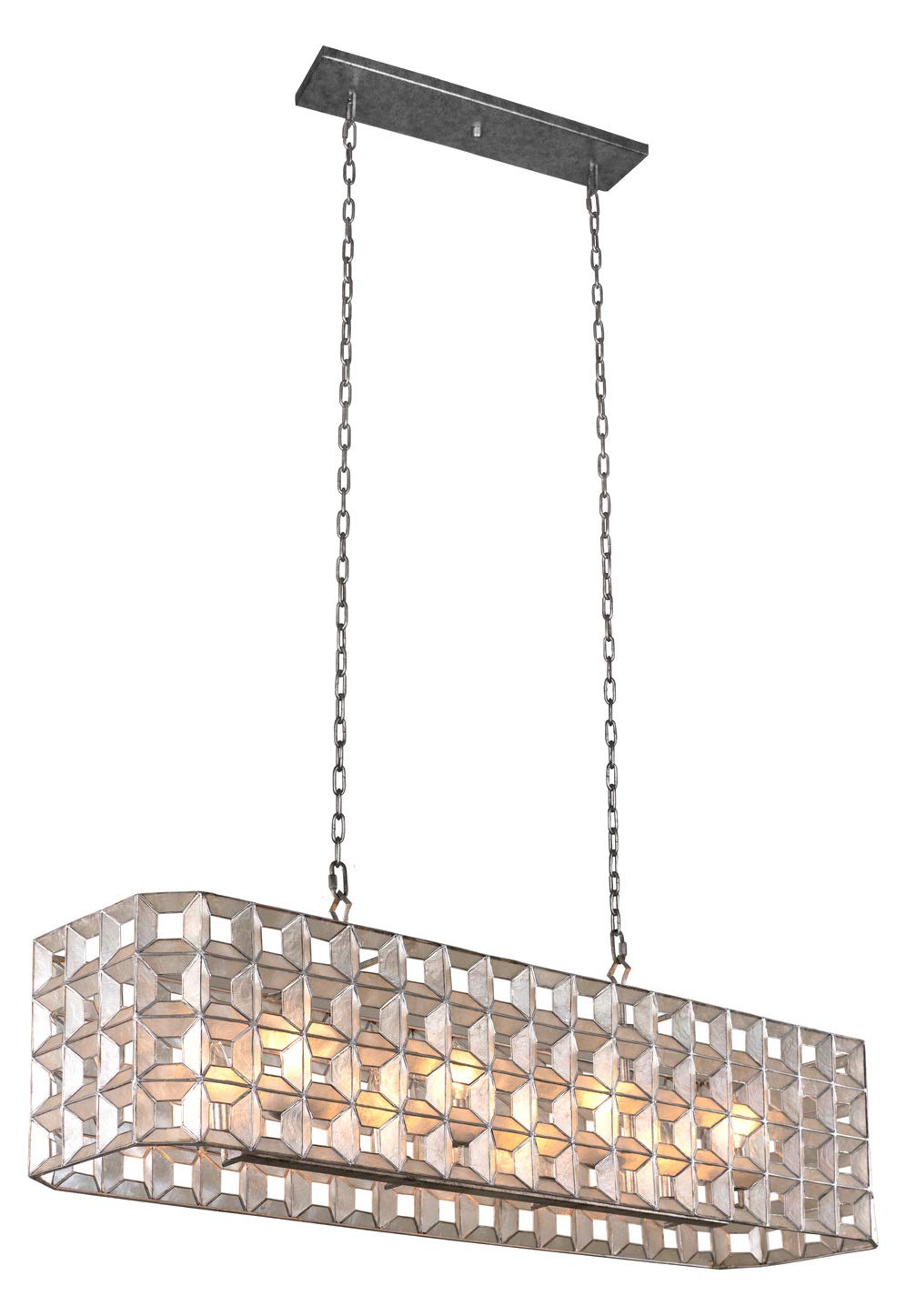46 Inch Prado Island Range Hood in Oxidized Silver Leaf Finish - Perfect for Modern Kitchen Ventilation & Stylish Home Decor