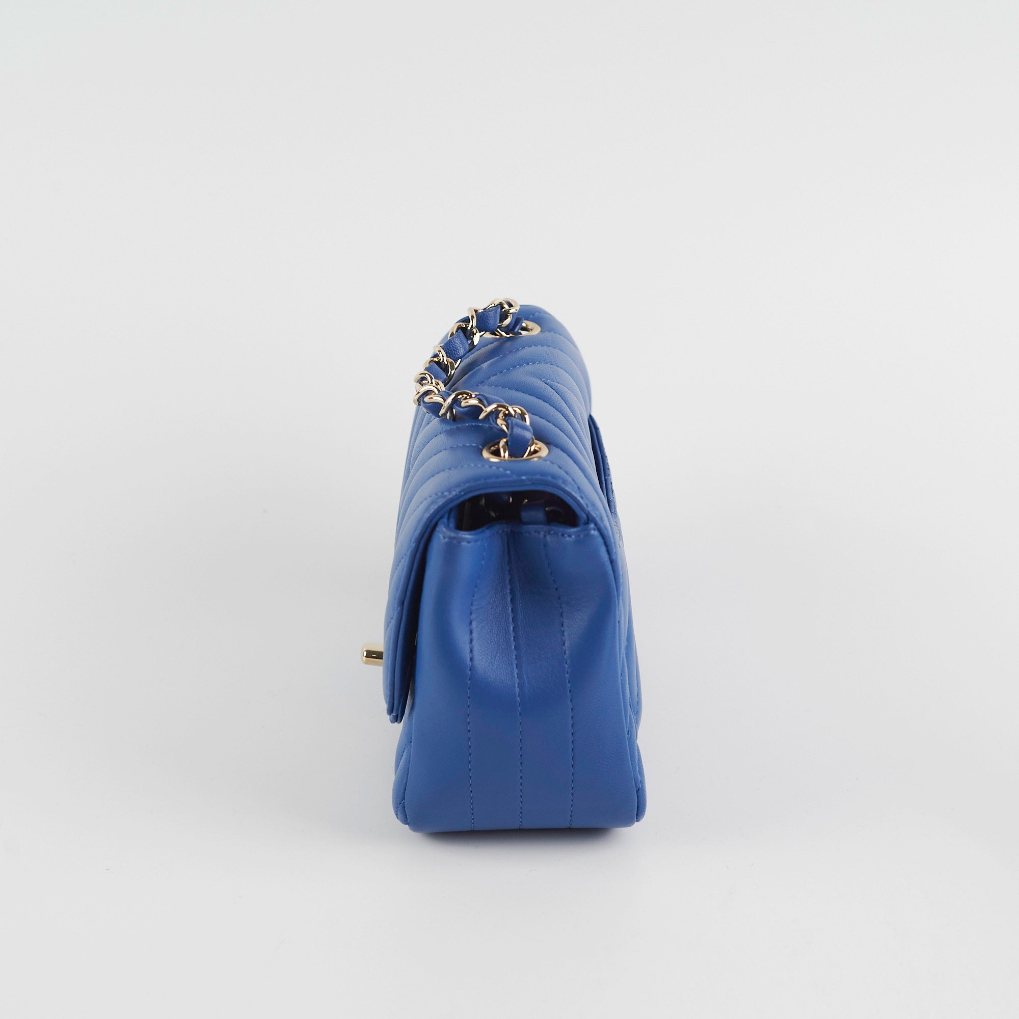Chanel Chevron Square Mini Blue Leather Crossbody Bag - Luxury Designer Handbag for Women | Perfect for Parties, Dates & Everyday Use