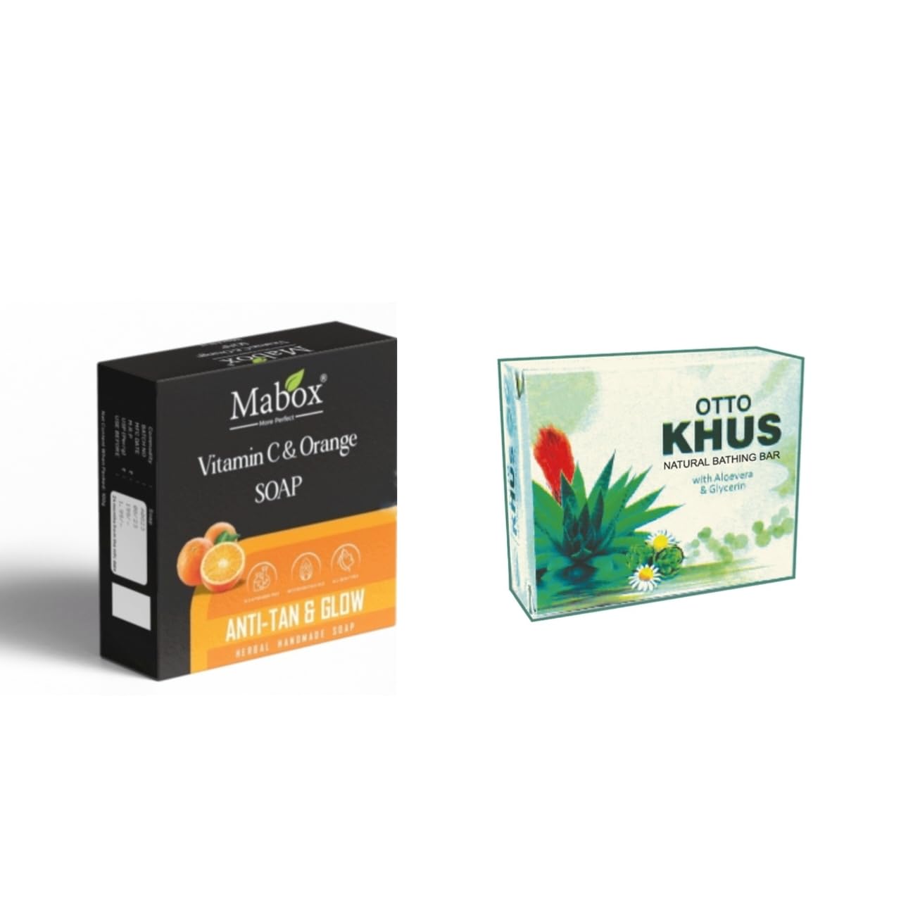Mabox Vitamin C & Orange Otto Khus Vetiver Handmade Soap - Natural Skin Cleanser for Brightening & Moisturizing - Perfect for Sensitive Skin & Daily Facial Care