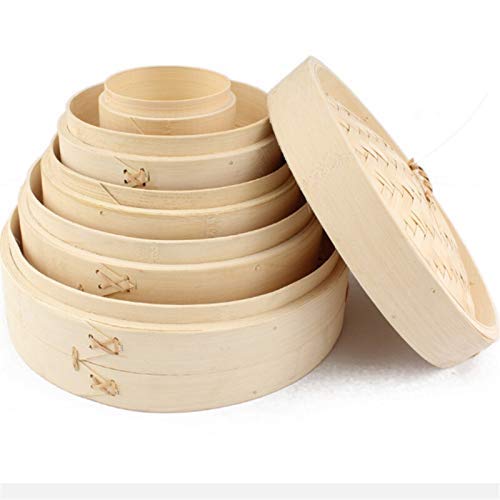 Premium 18cm Bamboo Steamer Basket Set for Cooking Fish, Rice, Vegetables & Dumplings - Natural Kitchen Cooking Tools for Healthy Asian Meals | Perfect for Home Chefs & Restaurant Use
