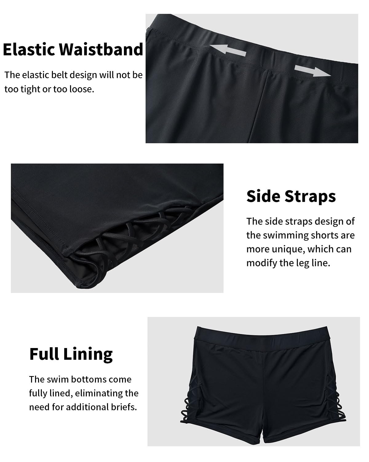 **Holipick Women's Plus Size High Waist Swim Shorts - Strappy Boyshort Bathing Suit for Beach, Pool & Vacation**