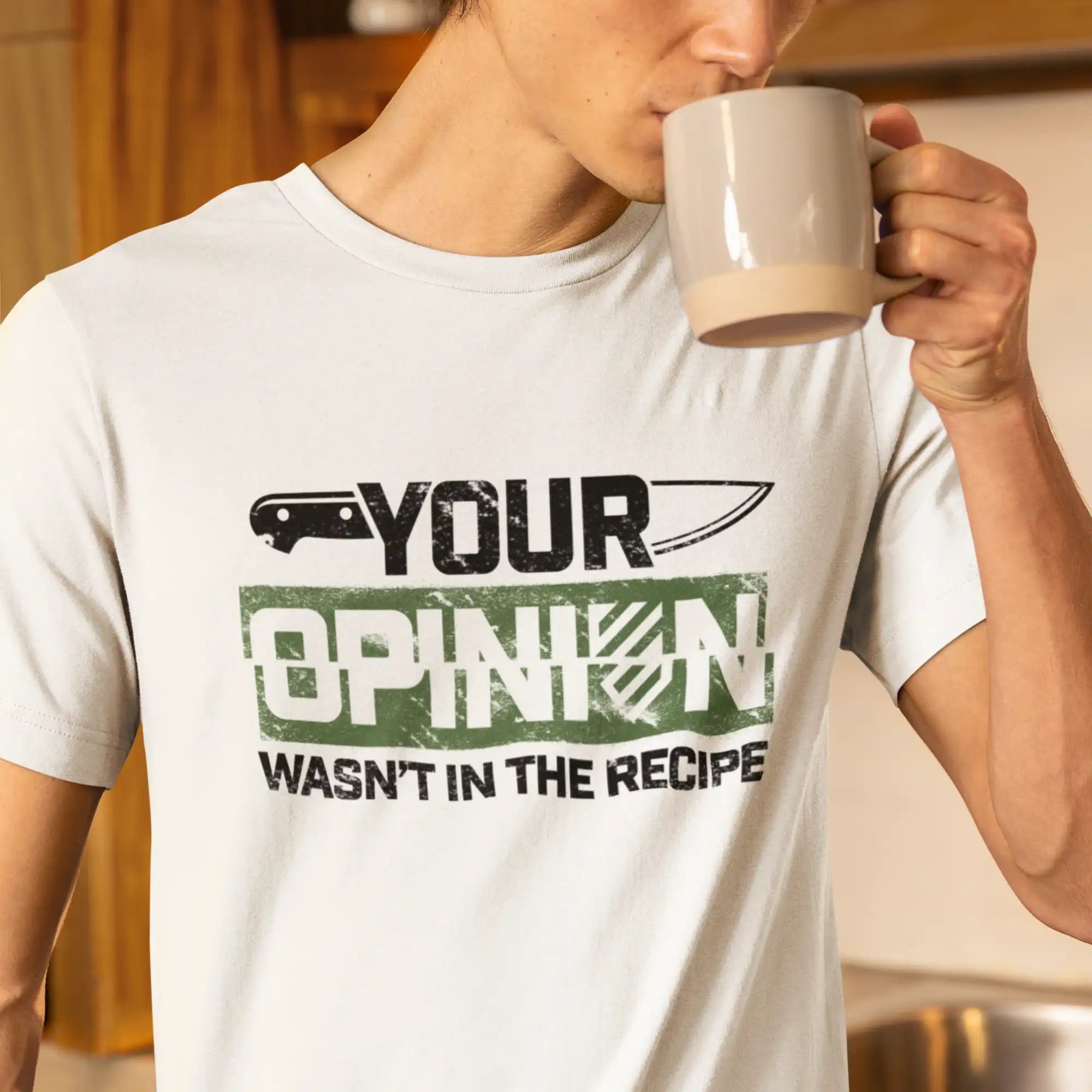 Your Opinion Wasn't in the Recipe T-Shirt - Funny Cooking Sarcasm Tee for Chefs & Bakers - Perfect for Kitchen, BBQ Parties & Food Lovers