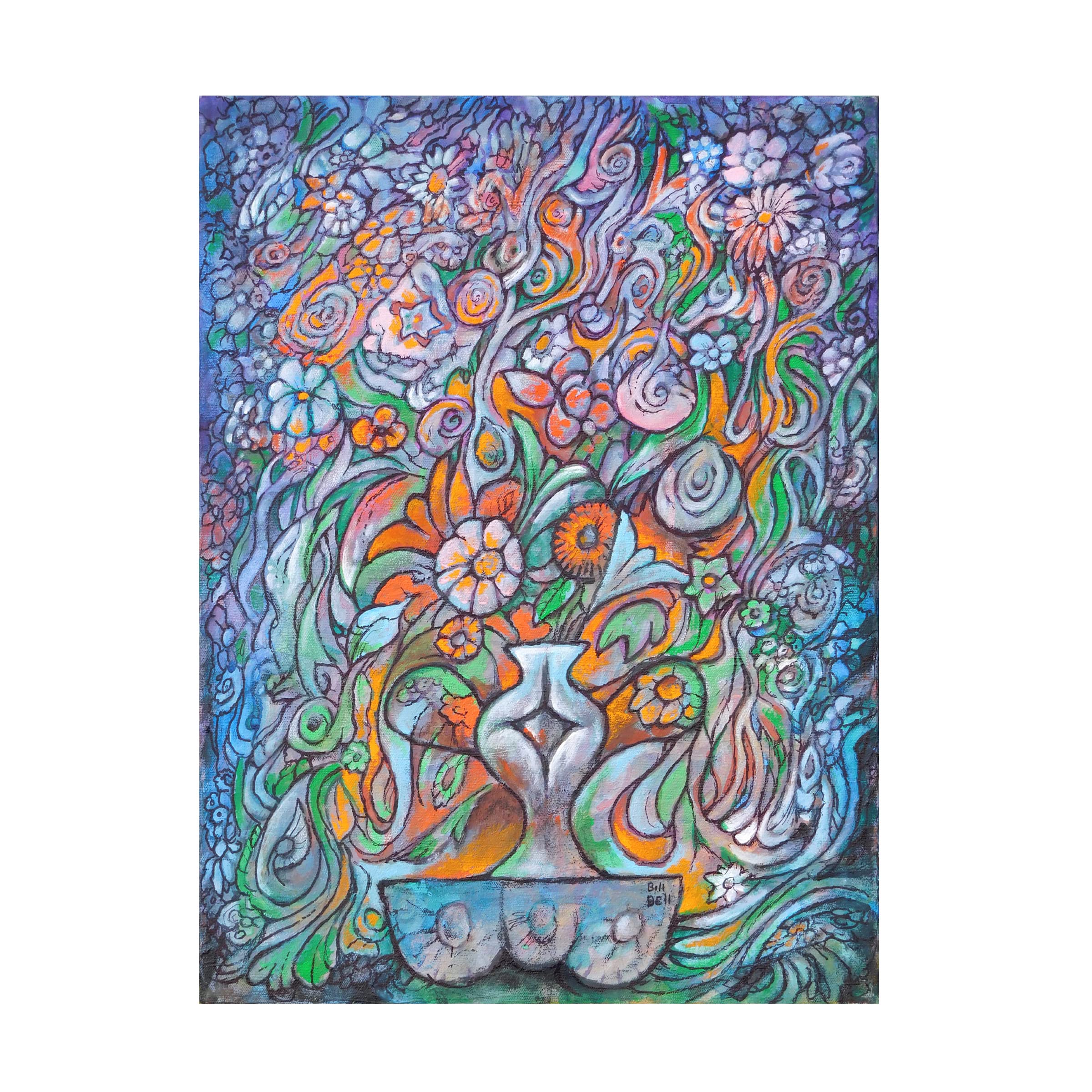 Bill Bell 'The Flower Vase' Canvas Wall Art Print - Floral Home Decor for Living Room, Bedroom & Office - Premium Trademark Fine Art Collection