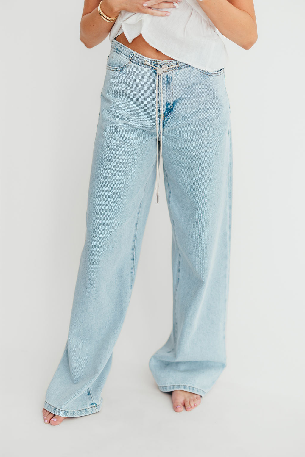 Stylish Jade Green Drawstring Wide Leg Jeans for Women - Comfortable & Trendy Casual Pants for Everyday Wear, Lounge, and Street Style Outfits