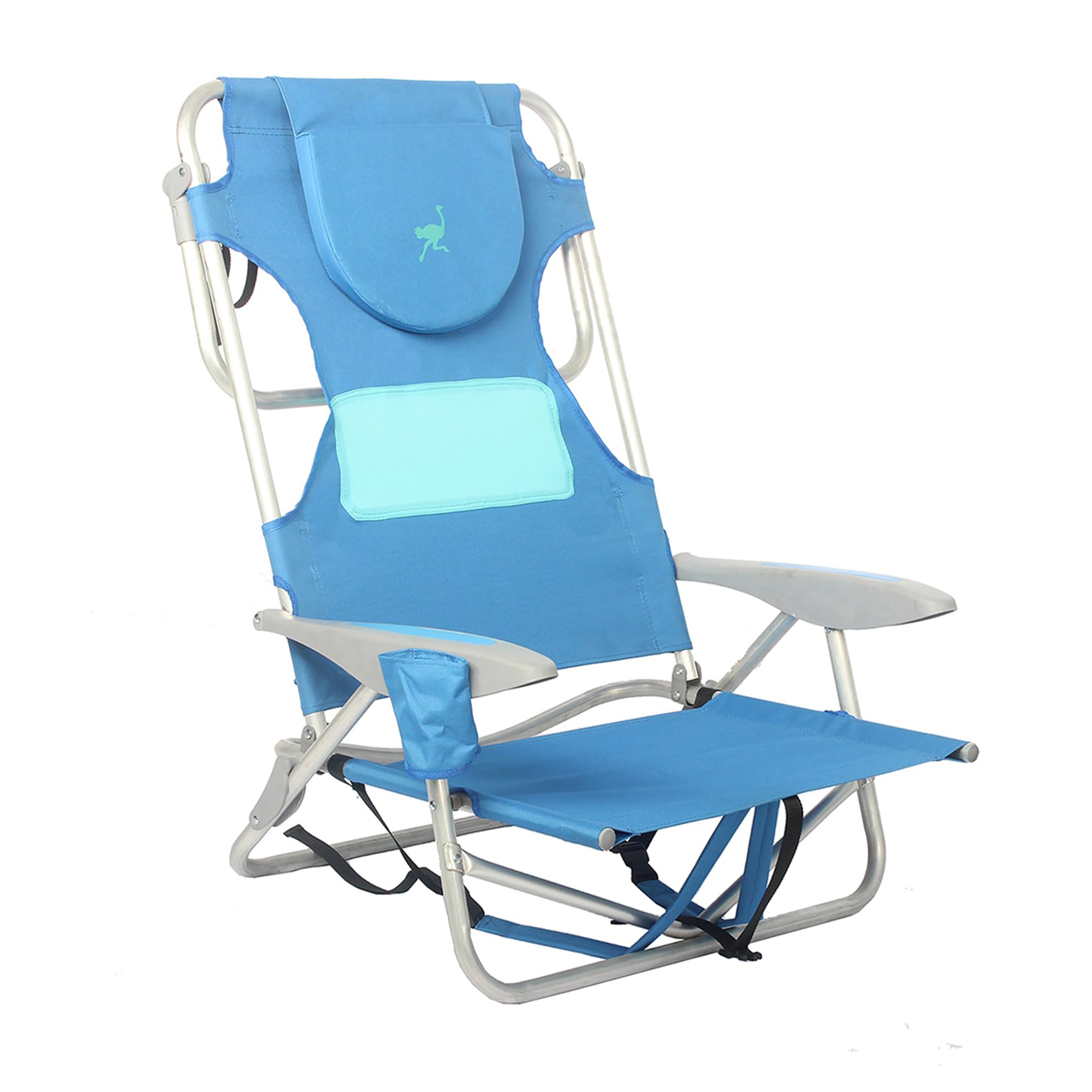 Lightweight Aluminum Frame 5-Position Reclining Beach Chair with Backpack Strap - Portable Outdoor Lounge Chair for Women, Comfortable Back Support - Perfect for Beach, Camping, Picnics & Backyard Relaxation (Blue)