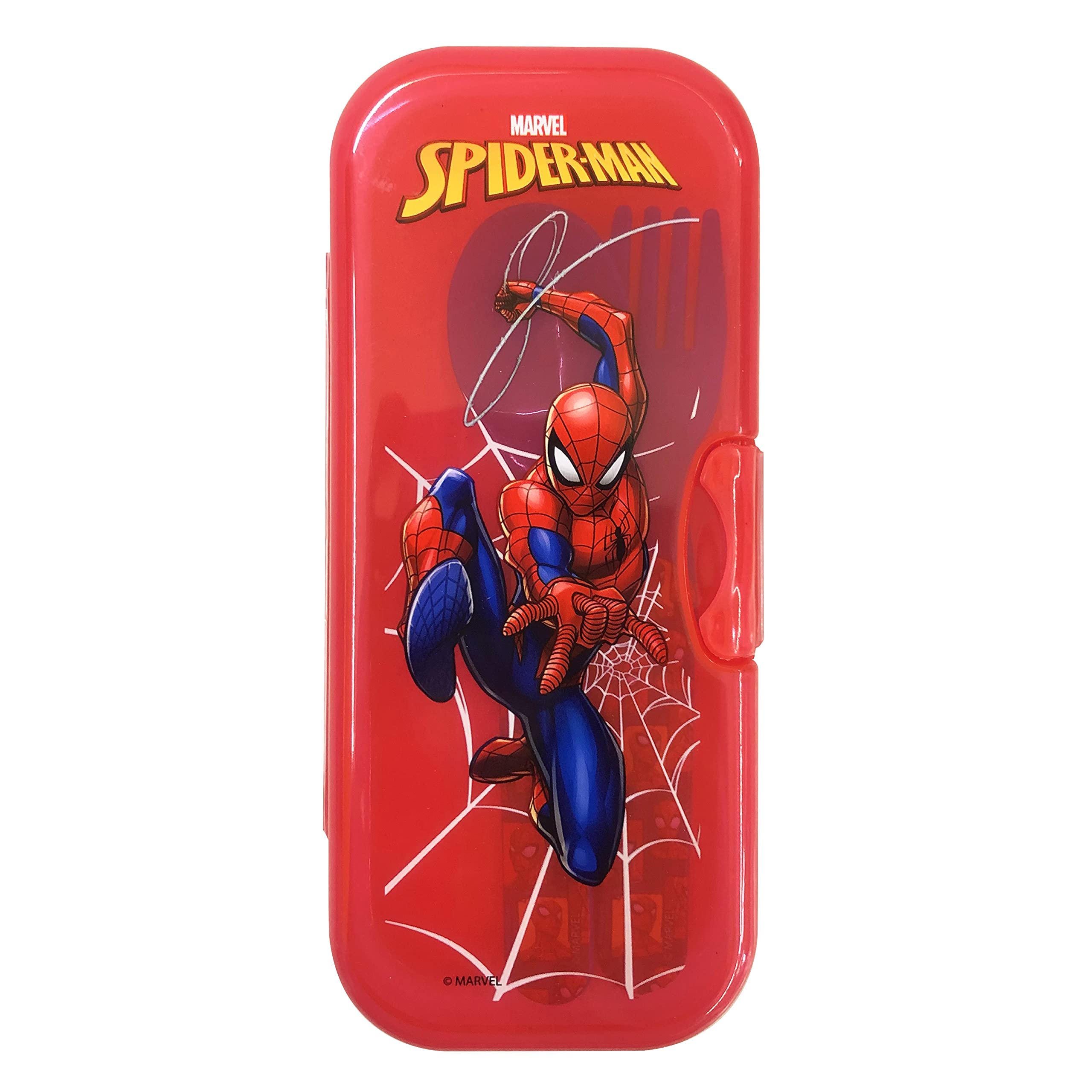 Spider-Man Kids Travel Cutlery Set - 3-Piece Stainless Steel Utensils with Case - Perfect for School Lunches, Picnics & Camping