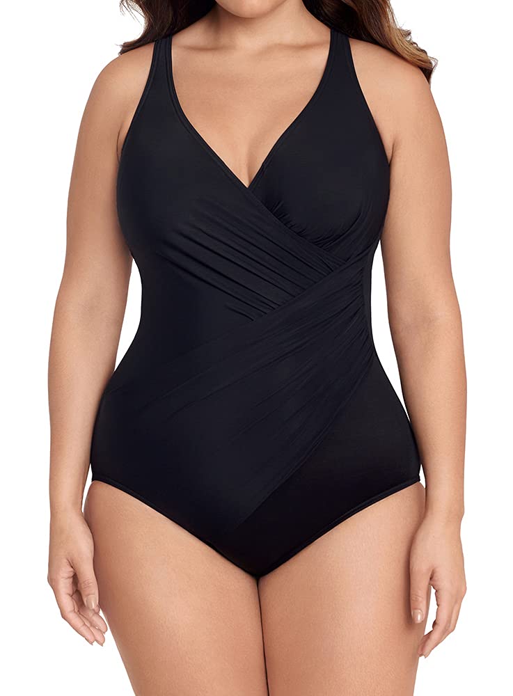 Miraclesuit Women's Plus Size One Piece Swimsuit - Pin Point Oceanus Soft Cup Tummy Control Bathing Suit for Women | Perfect for Beach Vacations, Pool Parties & Summer Getaways