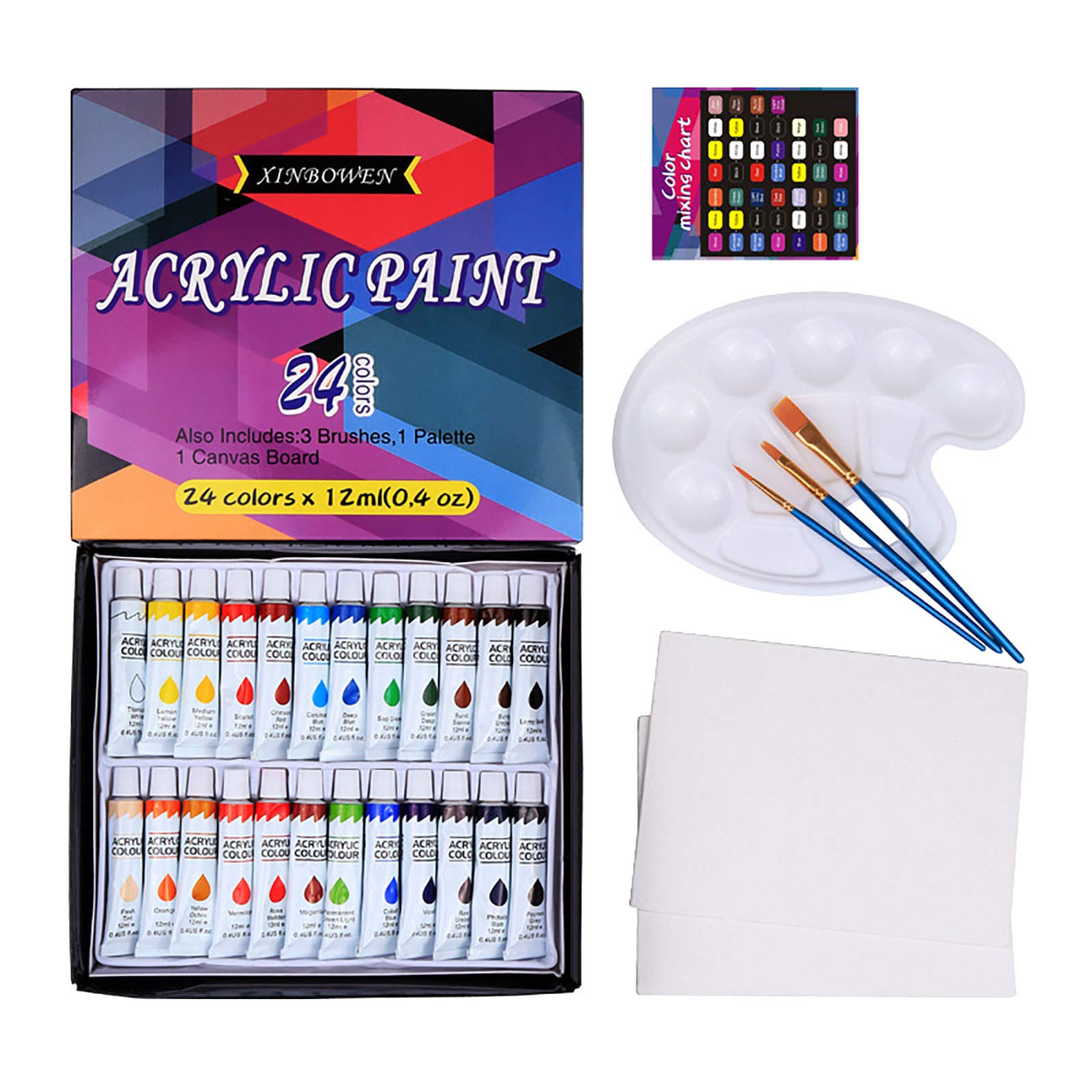 24-Color Acrylic Painting Set for Artists - DIY Craft, Office & Stationery Supplies - Perfect for Women's Creative Projects, Home Decor & Gift Giving