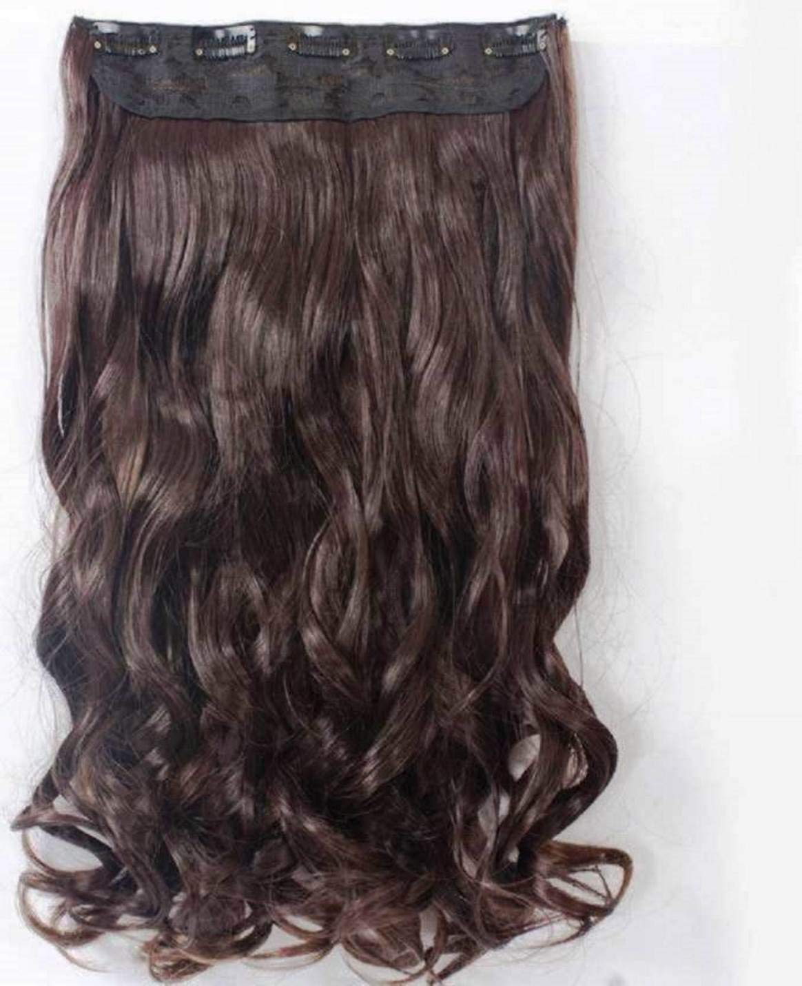 VIEWS 22 Inch Brown Curly Wavy Clip-in Hair Extensions for Women - Natural Looking Volume & Length for Daily Wear, Parties & Special Occasions