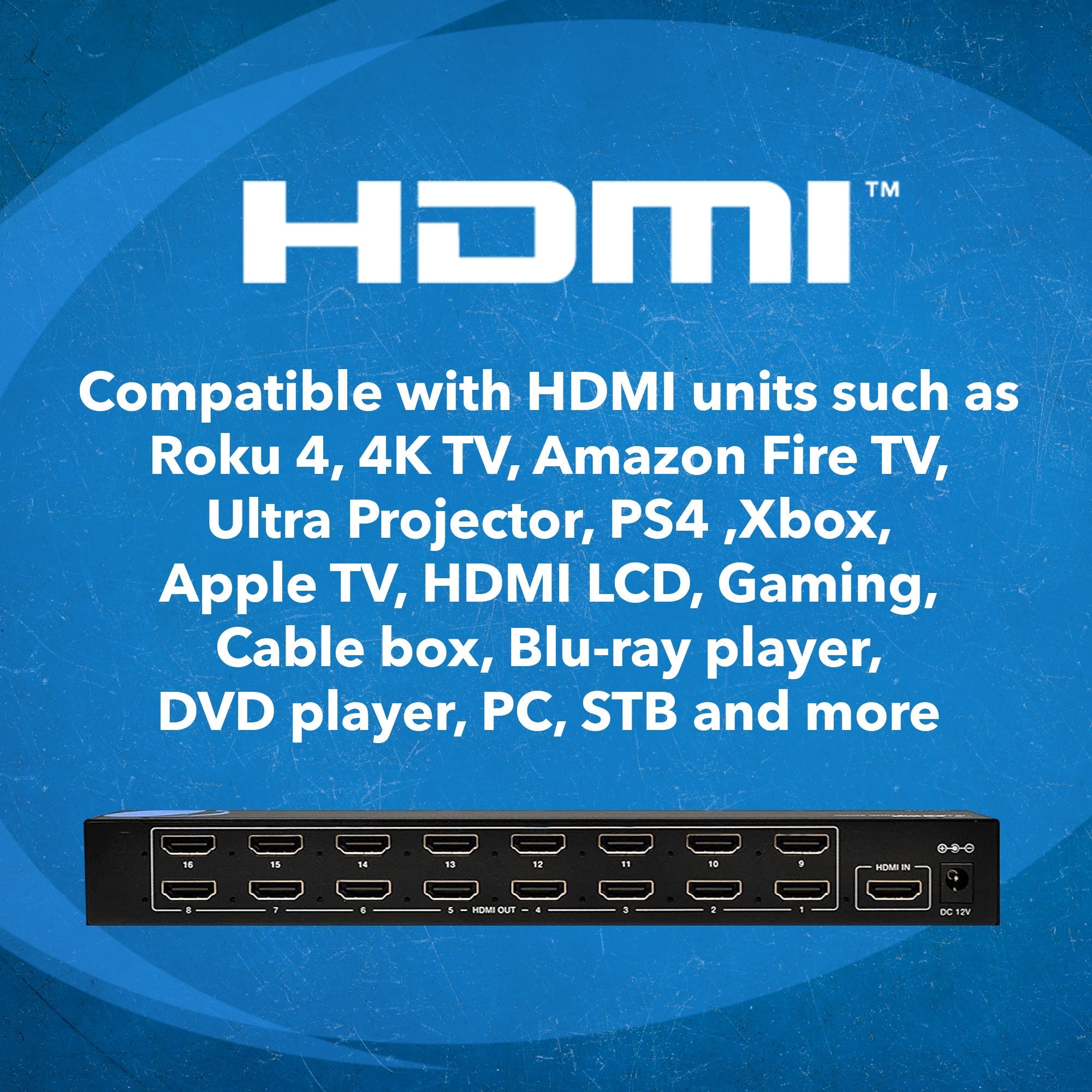 1x16 HDMI Splitter 1 Input 16 Outputs 1080p Full HD with EDID Management - Ideal for Home Theater, Gaming, and Multi-Screen Presentations (HD 1016)
