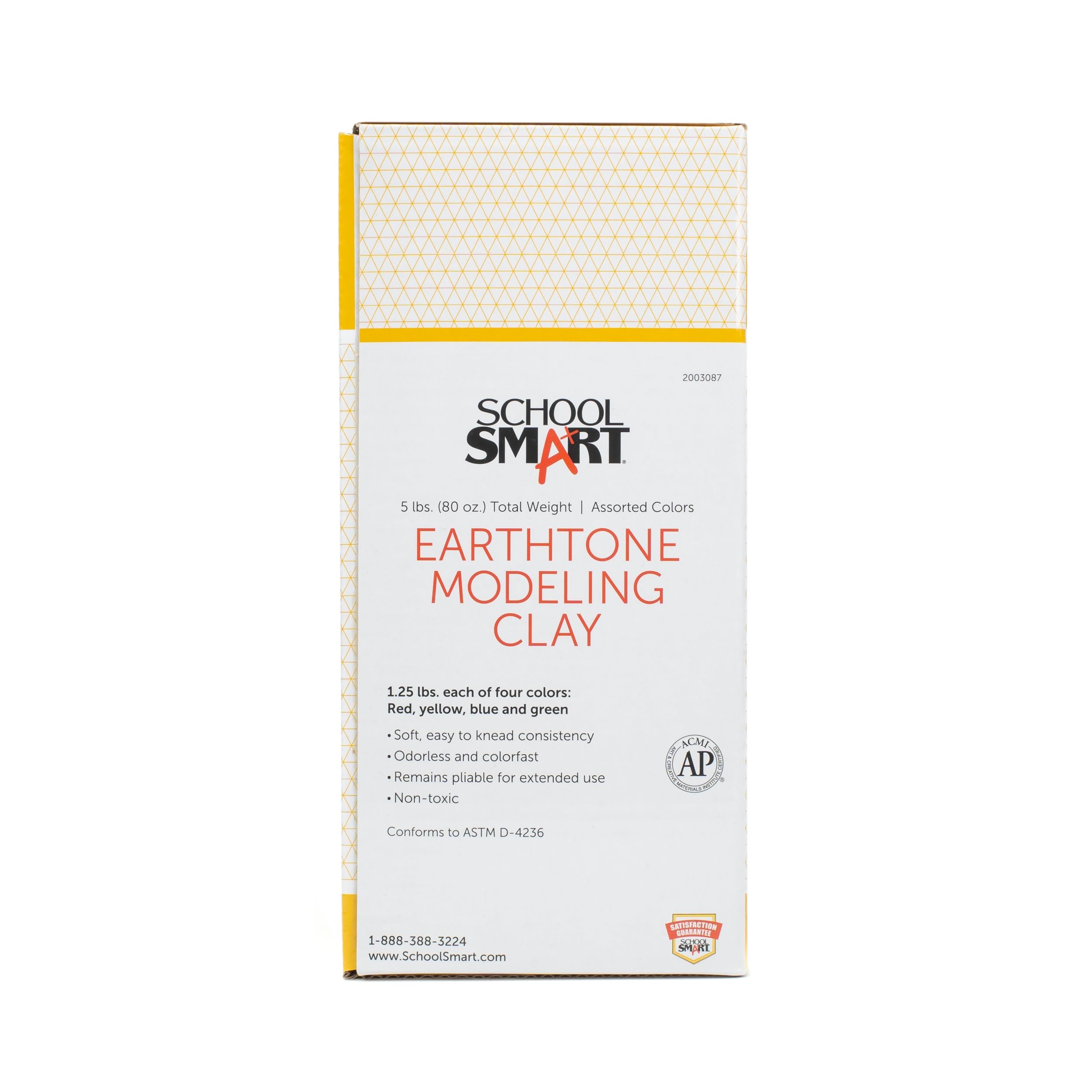 School Smart Non-Toxic Modeling Clay - 5 lbs, Soft & Permanent, Earthtone Colors for Kids & Adults - Perfect for Classroom Projects, DIY Crafts & Home Art Activities