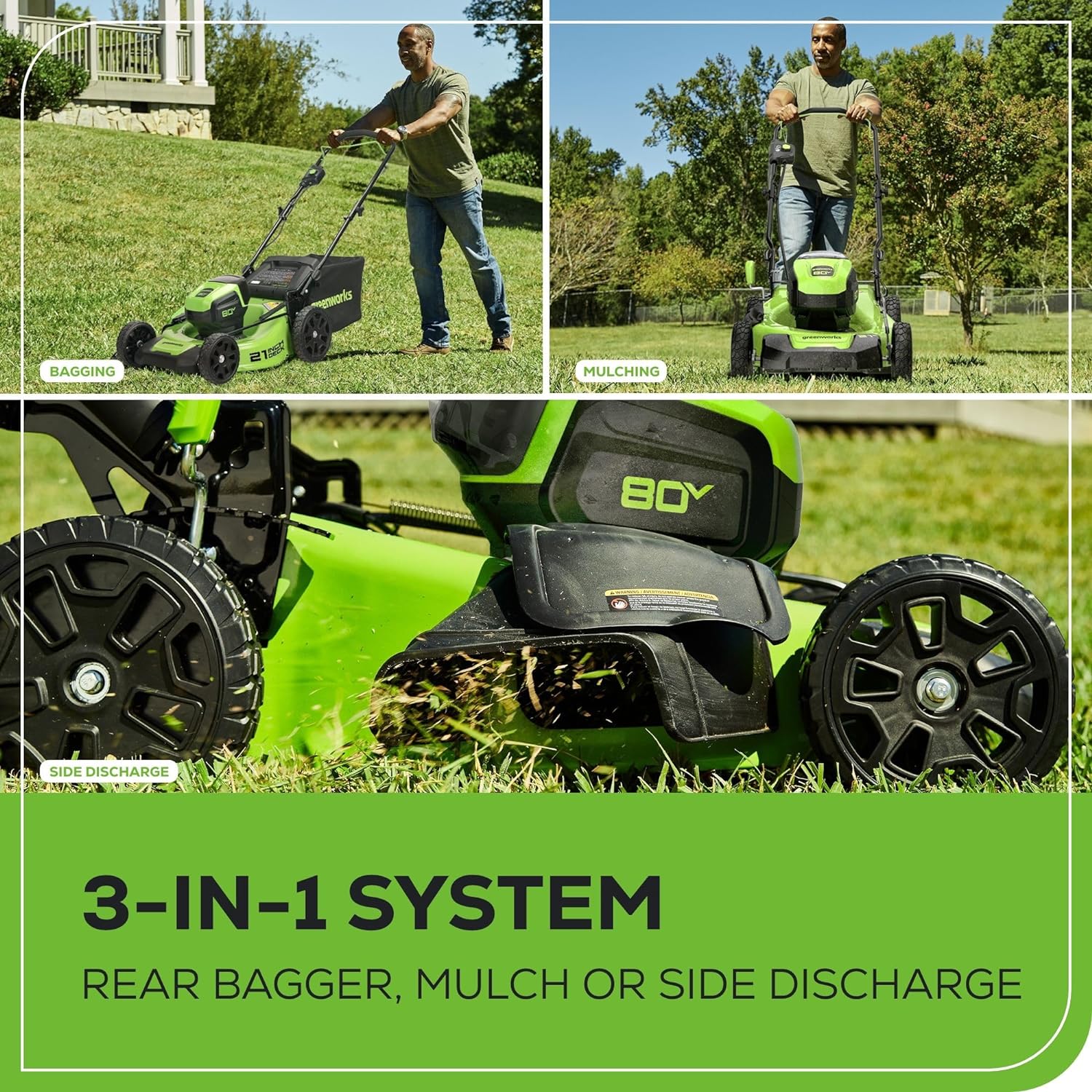 80V 21-Inch Brushless 3-in-1 Push Lawn Mower with 4.0Ah Battery & Fast Charger - Perfect for Medium to Large Yards, Landscaping, and Professional Lawn Care