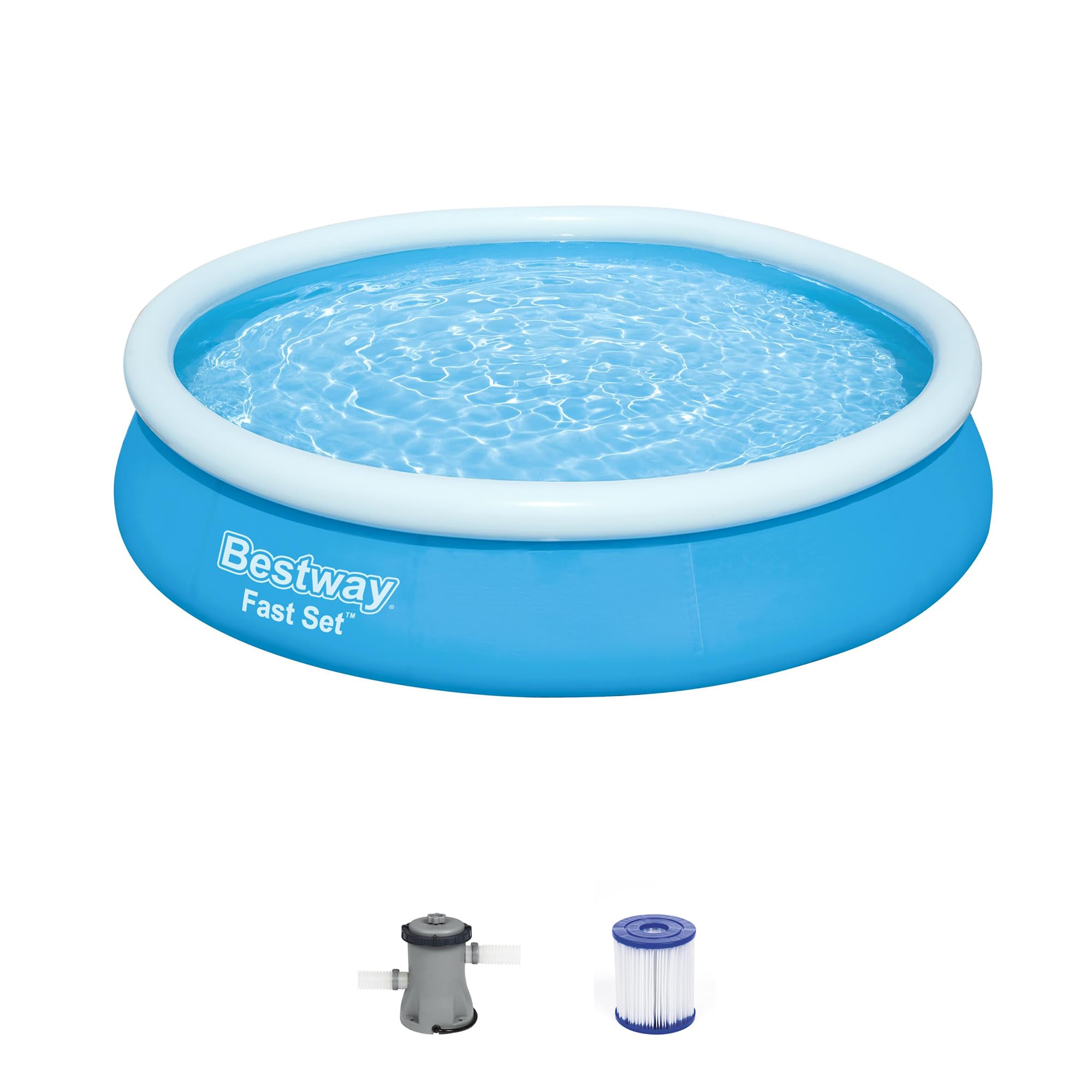 Bestway 57275E Fast Set Up 12ft x 30in Inflatable Above Ground Swimming Pool with 330 GPH Filter Pump - Perfect for Backyard Fun, Family Gatherings & Summer Relaxation