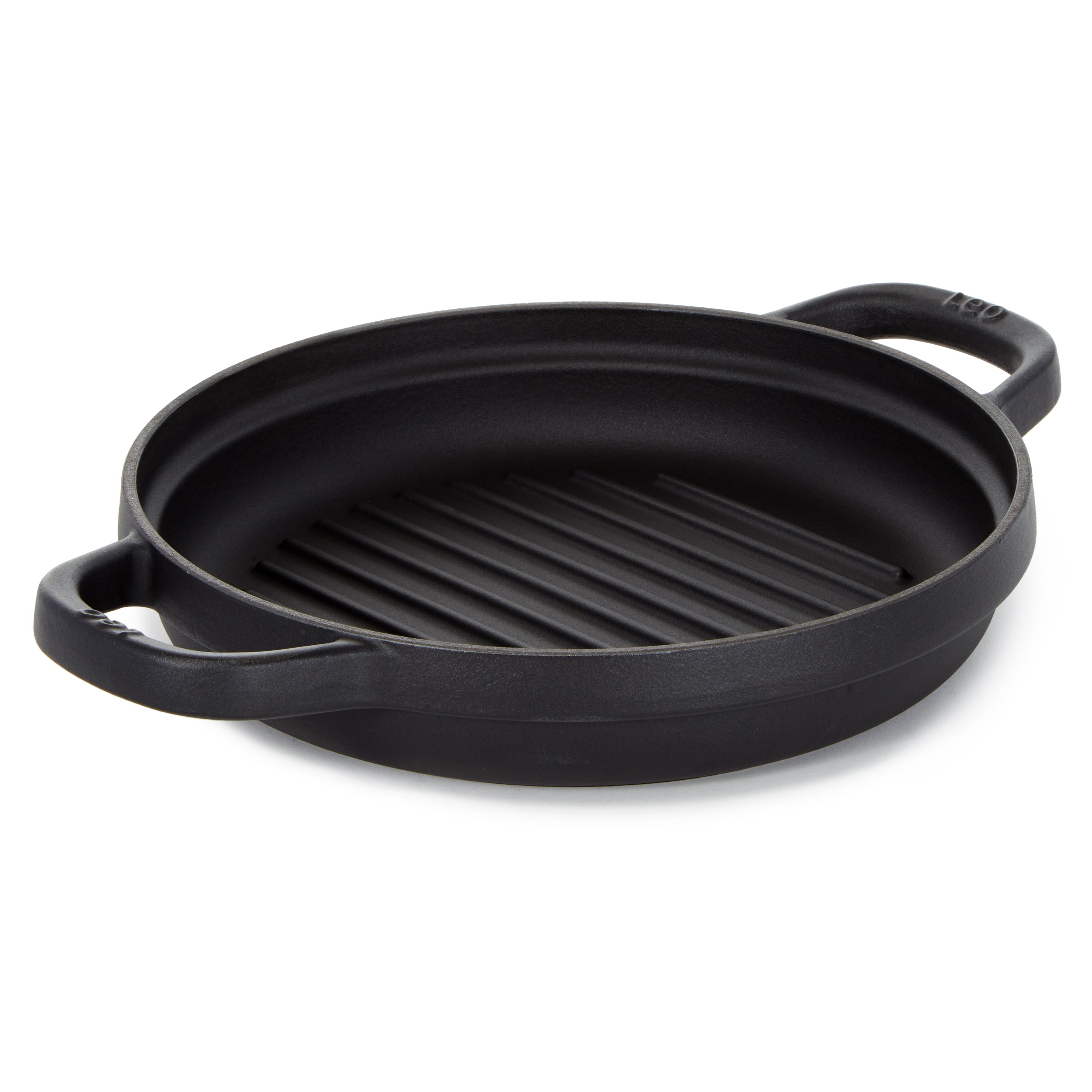 BergHOFF Leo Graphite Enamel Cast Iron Round Grill Pan 10.25 Inch - Premium Non-Stick Grill Pan for Steak, Chicken & Vegetables - Perfect for Indoor & Outdoor Cooking, BBQ, Camping & Stovetop Use