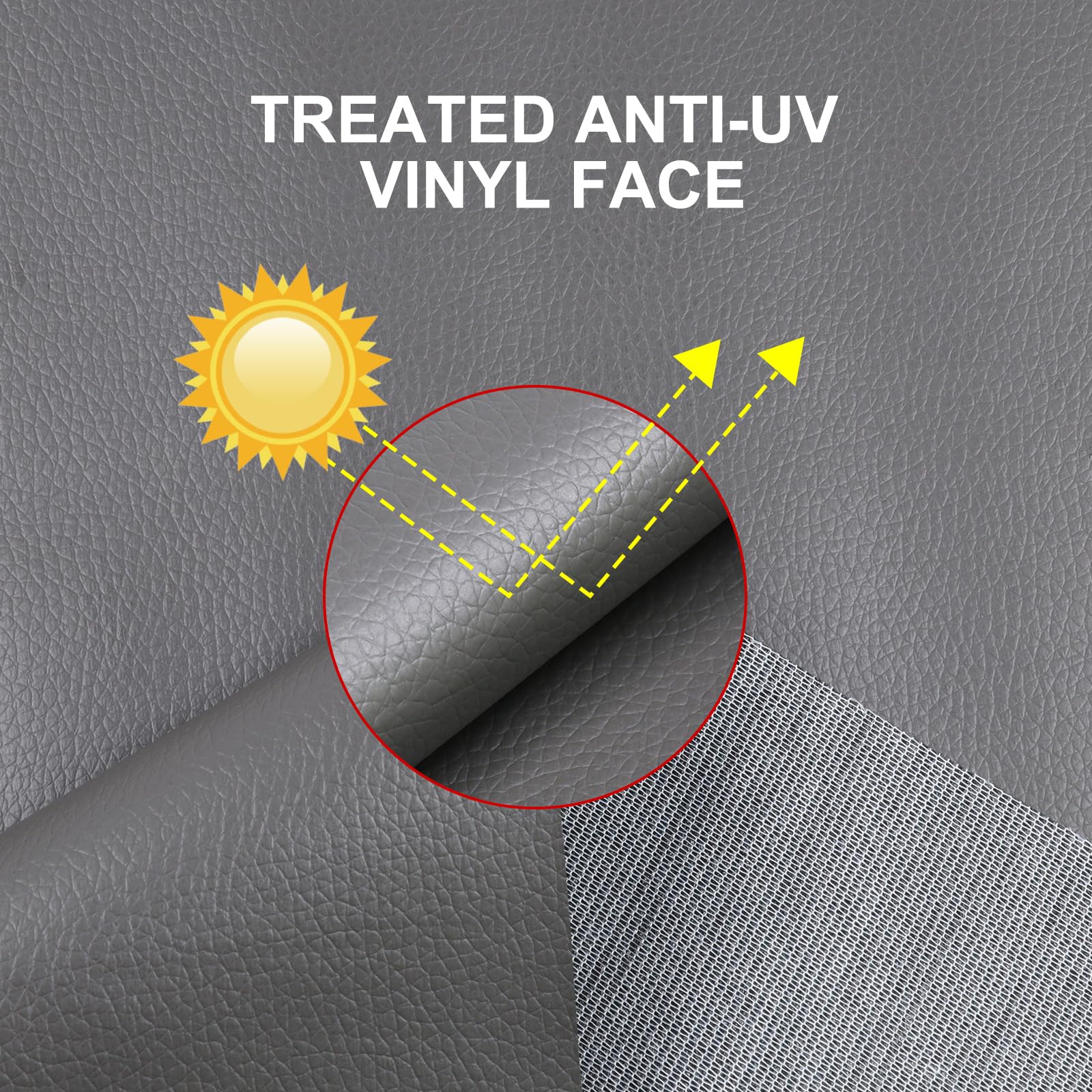 Premium Marine Vinyl Fabric - Waterproof, Hypoallergenic & Durable Artificial Leather for Boat Upholstery, Car Seats & Furniture DIY (2 Yards, Gray) - Ideal for Outdoor Cushions, RV Interiors & Home Decor Projects