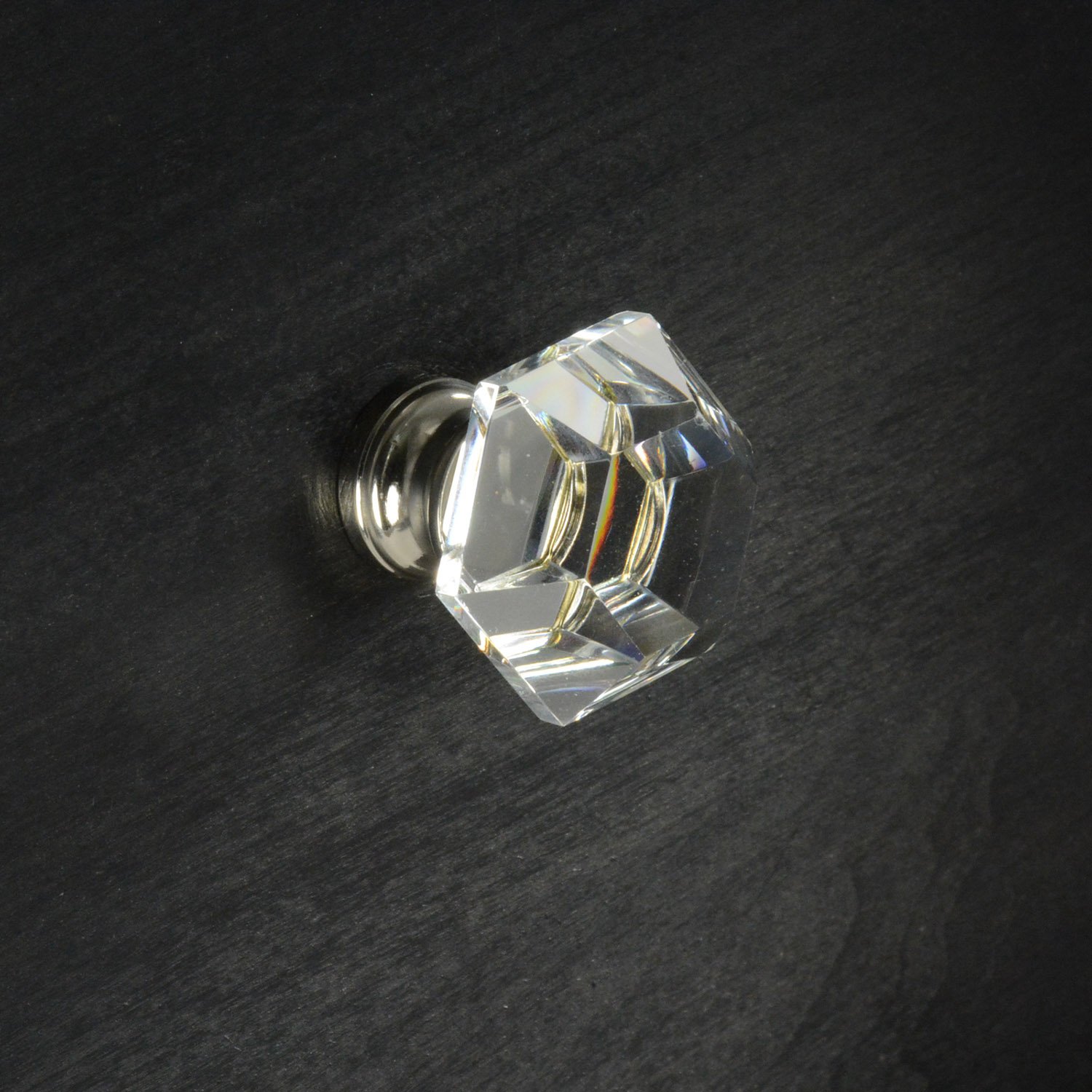 CKP Brand Elegance Glass Collection 1-1/4 Inch (32mm) Clear Glass Cabinet Knob with Polished Nickel Base - 10 Pack for Kitchen Cabinets, Dressers & Furniture Hardware