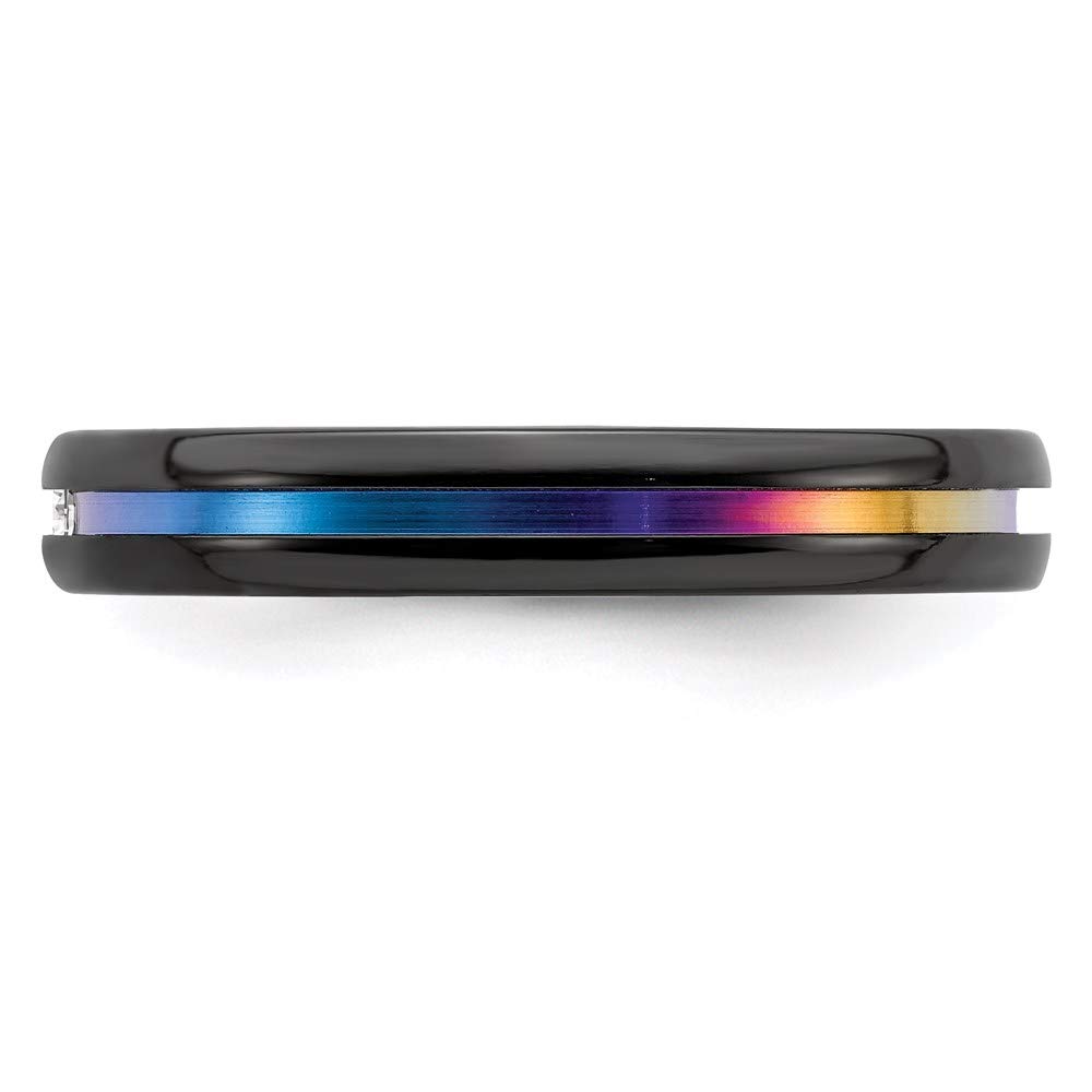 Black Titanium Blue & White Sapphire Rainbow Anodized 4mm Wedding Band Ring for Women - Elegant Bridal Engagement Jewelry, Perfect Gift for Her - Ideal for Anniversaries, Proposals & Special Occasions