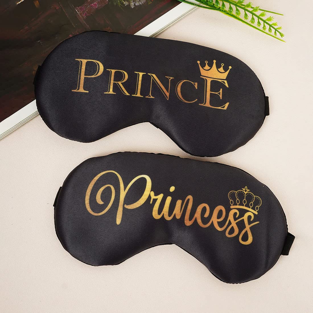 Prince and Princess Couple Eye Mask for Men & Women - Printed Sleep Mask for Travel, Relaxation & Better Sleep - Soft & Comfortable 7.5 x 4 Inch Eye Cover - Perfect for Couples, Gifts & Nighttime Use