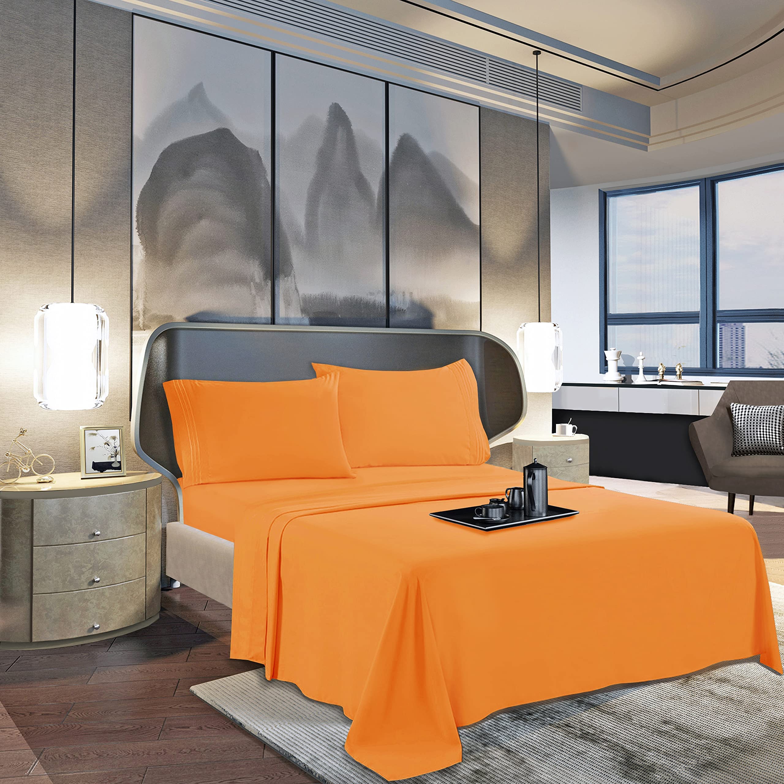 Luxury 100% Cotton Full XL Sheet Set - 4 Piece Hotel Quality Bedding with 18