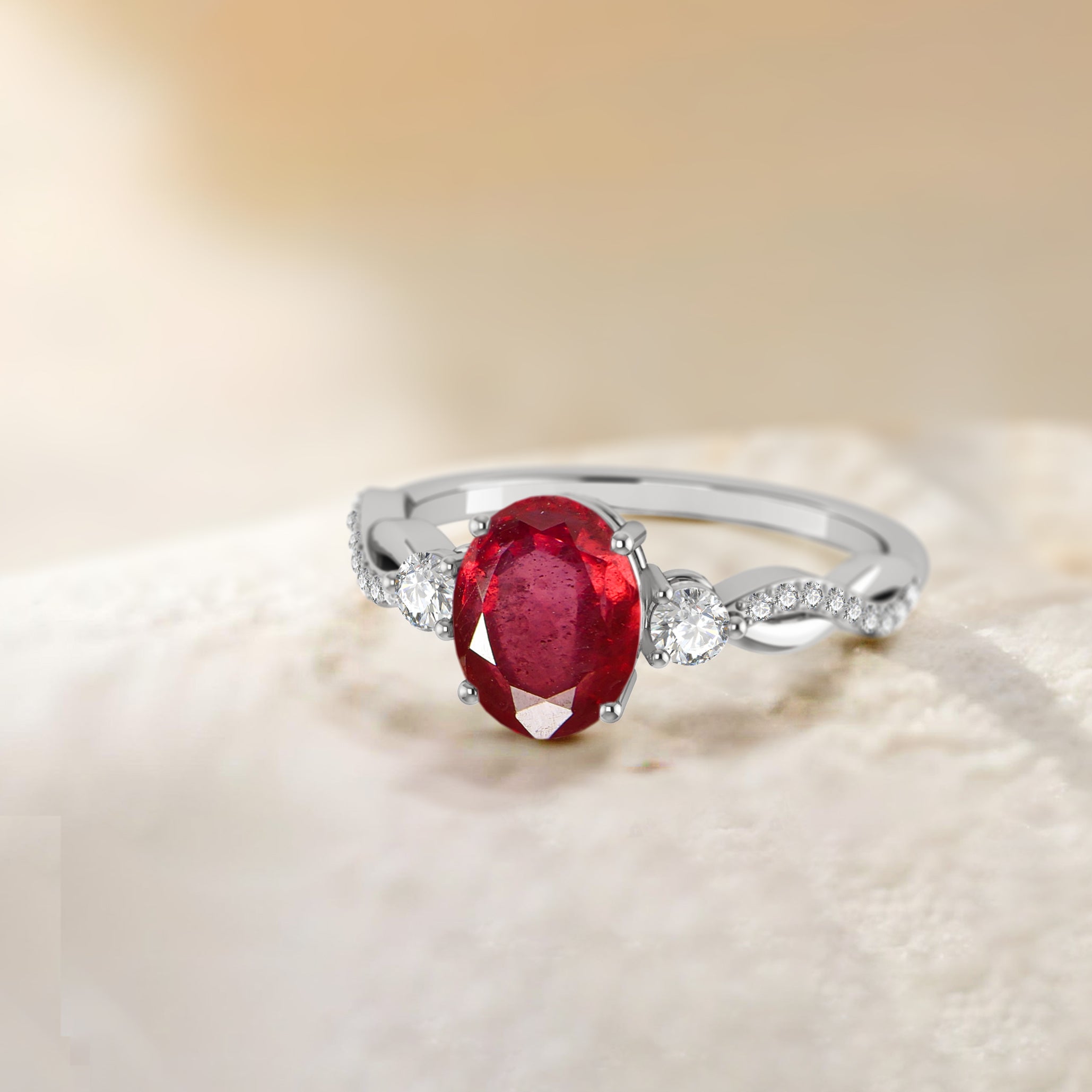 Natural Ruby Solitaire Engagement Ring for Women - 14K Gold Wedding Band, Vintage Style Fine Jewelry Gift for Brides, Anniversaries & Special Occasions