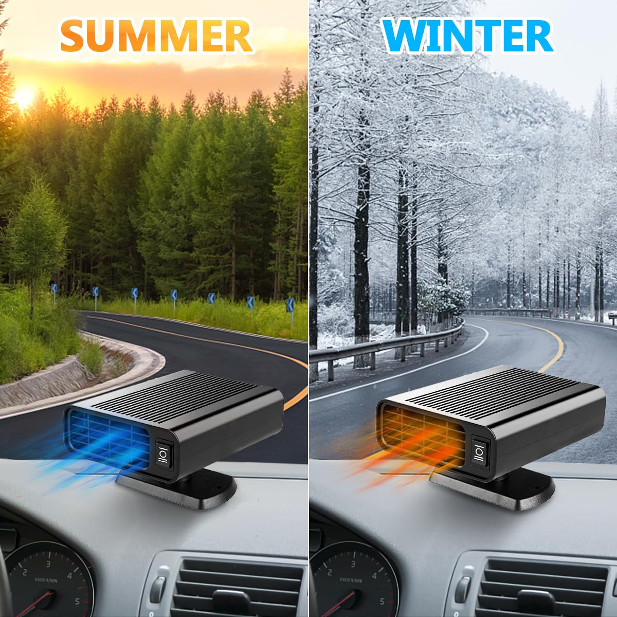 150W 12V Portable Car Heater & Defroster - Cigarette Lighter Plug-In Heater for Winter - Fast Warm-Up for Cars, Trucks & RVs - Perfect for Cold Mornings & Road Trips