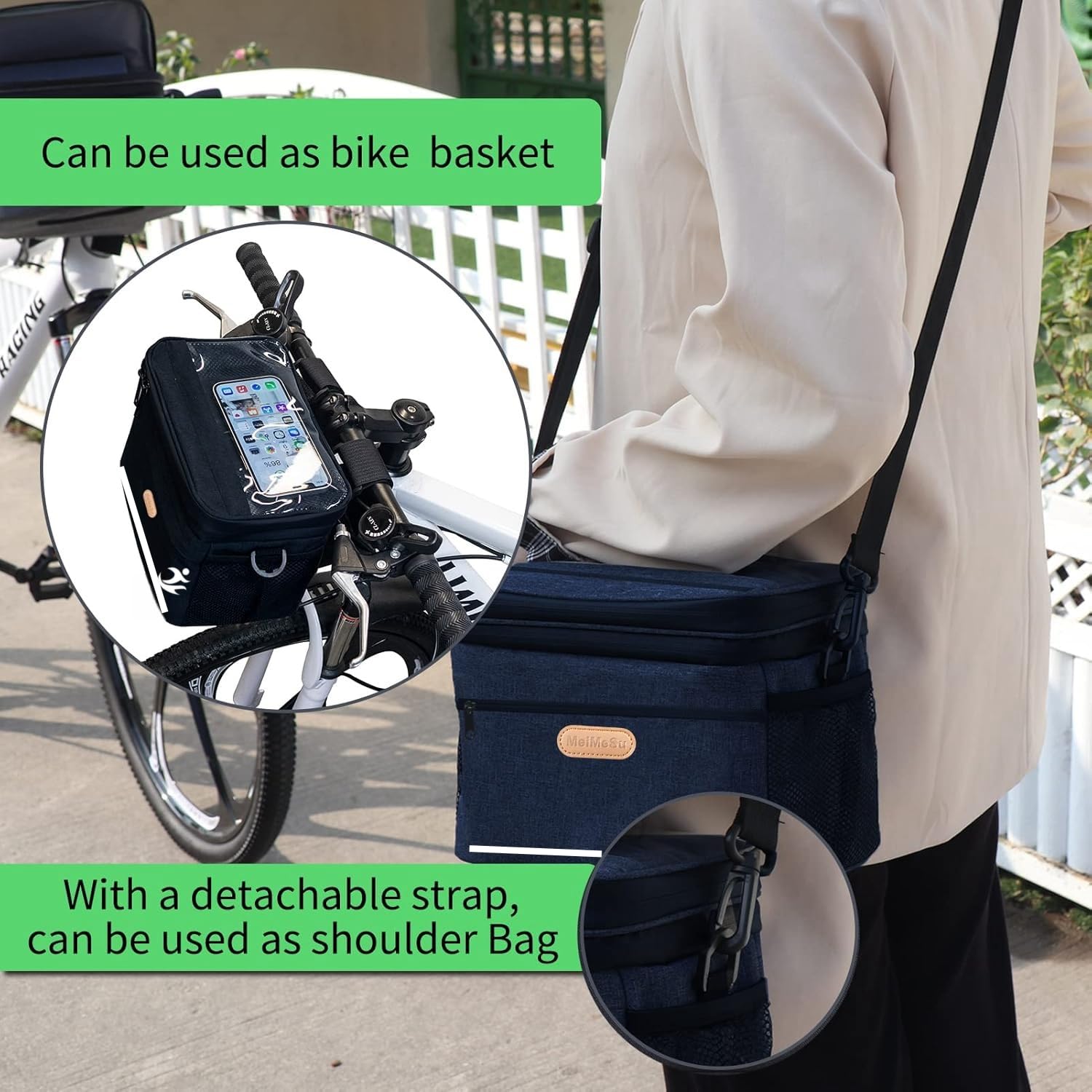 Waterproof Bike Handlebar Bag with Touchscreen Phone Holder & Insulated Cooler Lunch Bag - Cycling Commute, Outdoor Picnic, Grocery Shopping Accessories