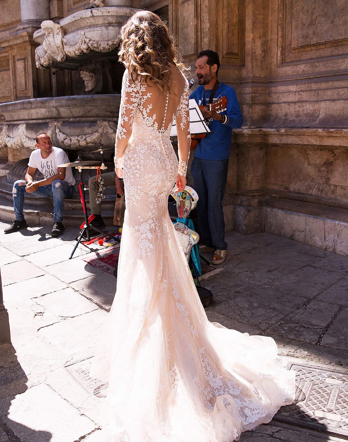 Elegant Mermaid Wedding Dresses with Sleeves | Sweetheart Neckline Lace Beach Bridal Gown for Women | Plus Size 24 White | Perfect for Beach Weddings, Destination Ceremonies & Romantic Photoshoots