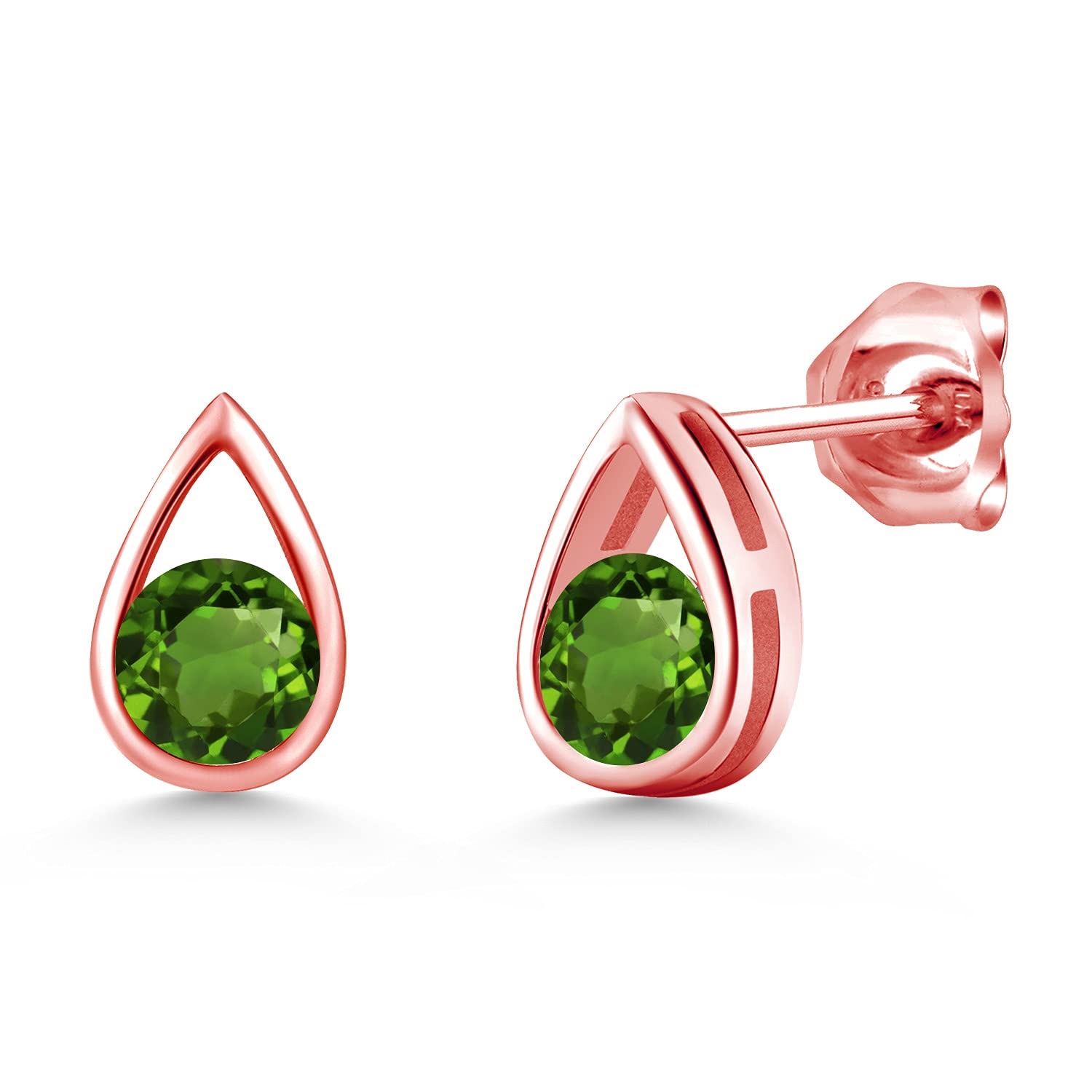 Gem Stone King Teardrop Stud Earrings for Women & Men - 18K Rose Gold Plated Sterling Silver - 5MM Round Cut Birthstone Jewelry - Perfect Gift for Mom, Wife, Her | Elegant Everyday Wear & Special Occasions