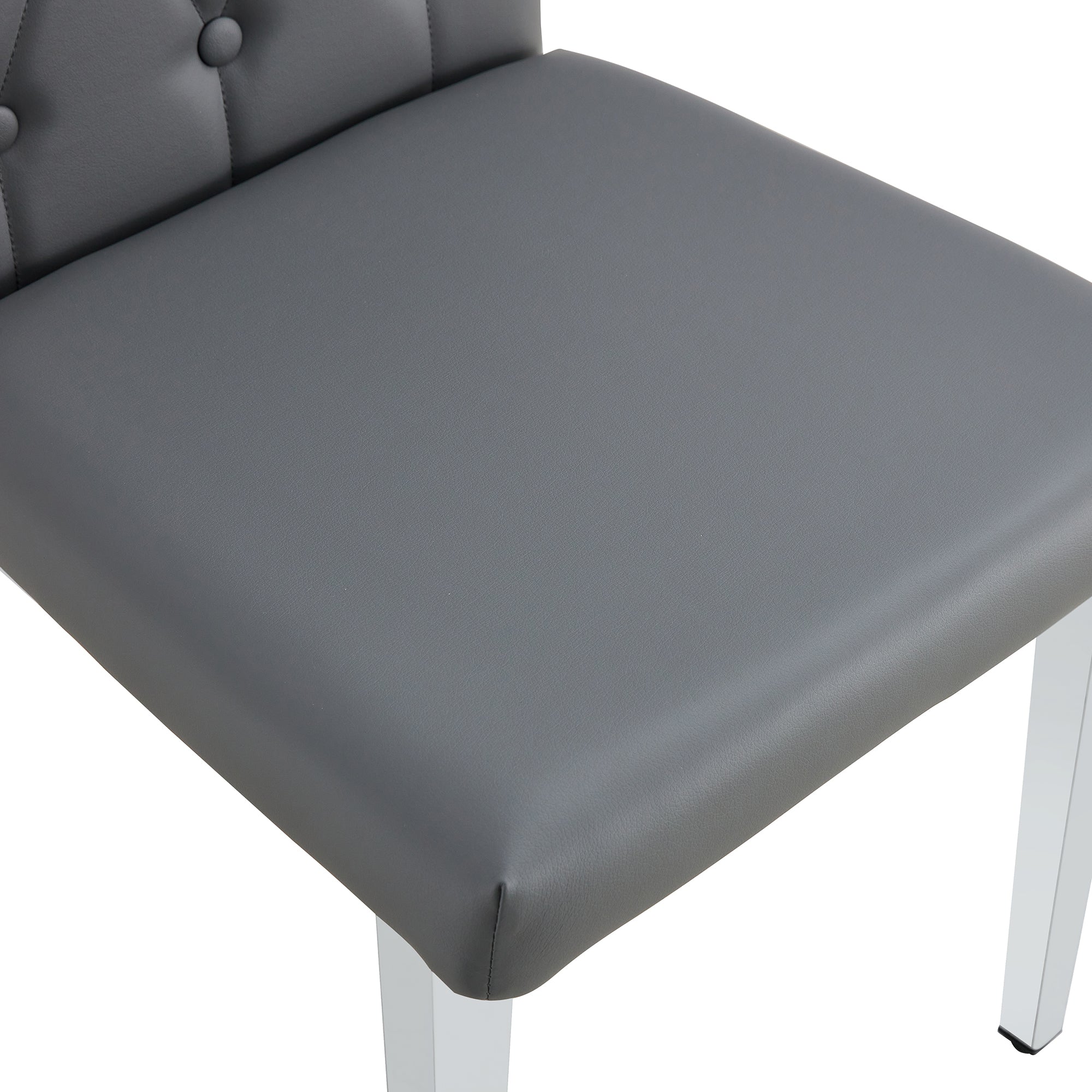 2-Piece Gray Armless Dining Chair Set - Elegant & Mysterious Deep Gray Tone with Vintage Grid & Buckle Back Design - Perfect for Modern Dining Rooms, Kitchens, and Small Spaces