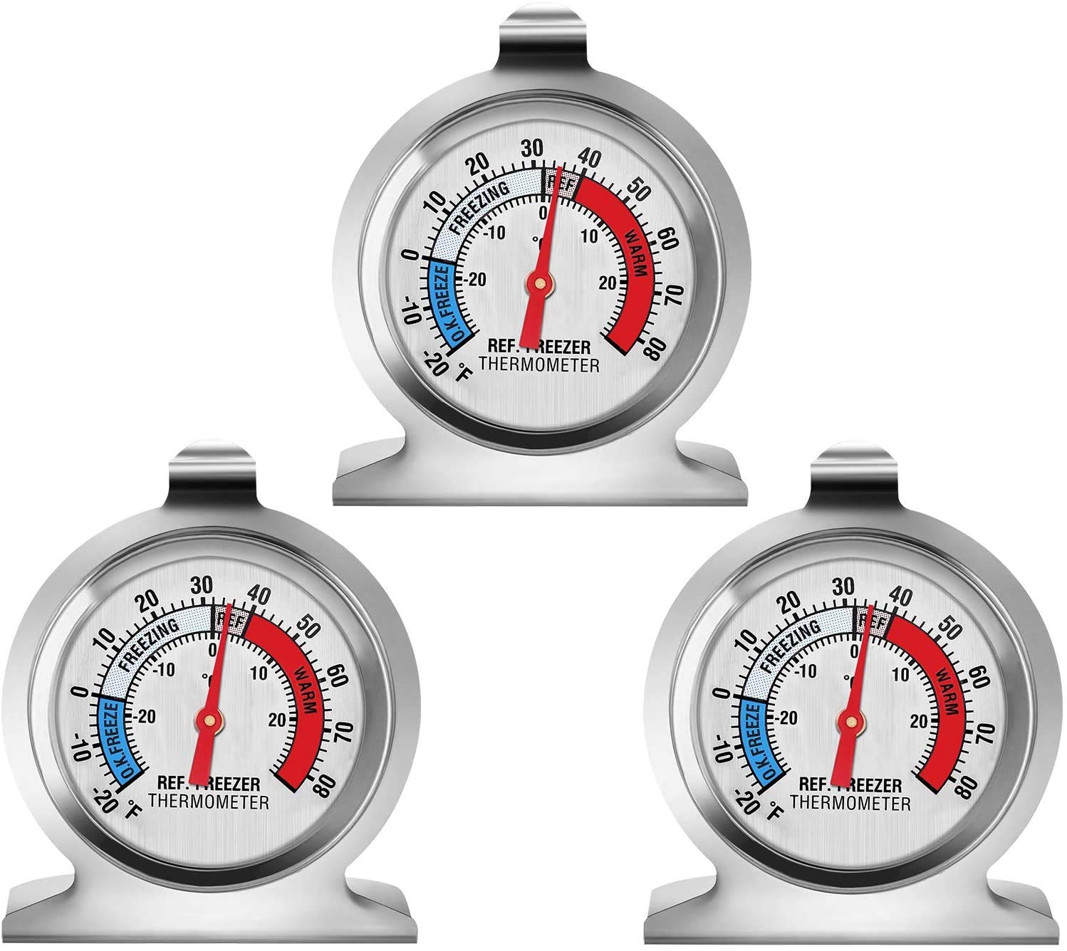 Refrigerator Thermometer - Large Dial Freezer Thermometer (3 Pack) | Accurate Temperature Monitor for Fridge, Freezer & Cooler | Perfect for Food Safety, Home Kitchen & Commercial Use